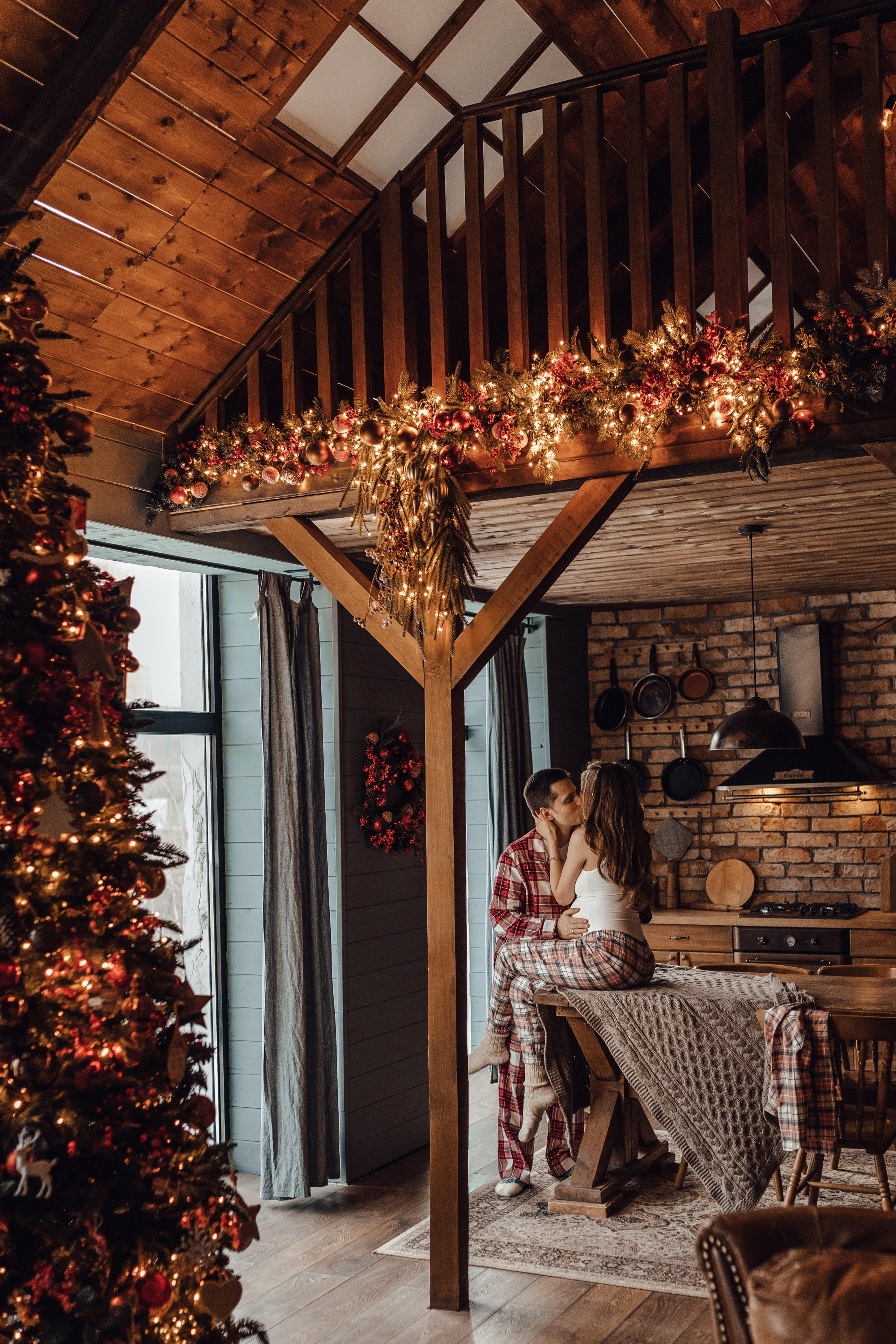 новогодняя лавстори в пижамах в студии мимика шале