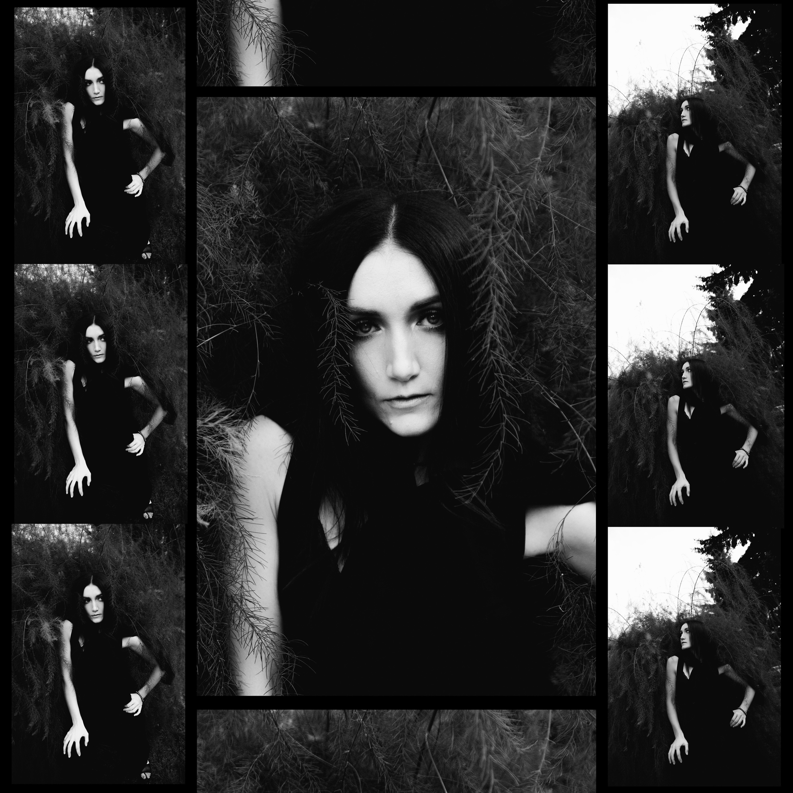 Черно-белый контрастный портрет девушки. 