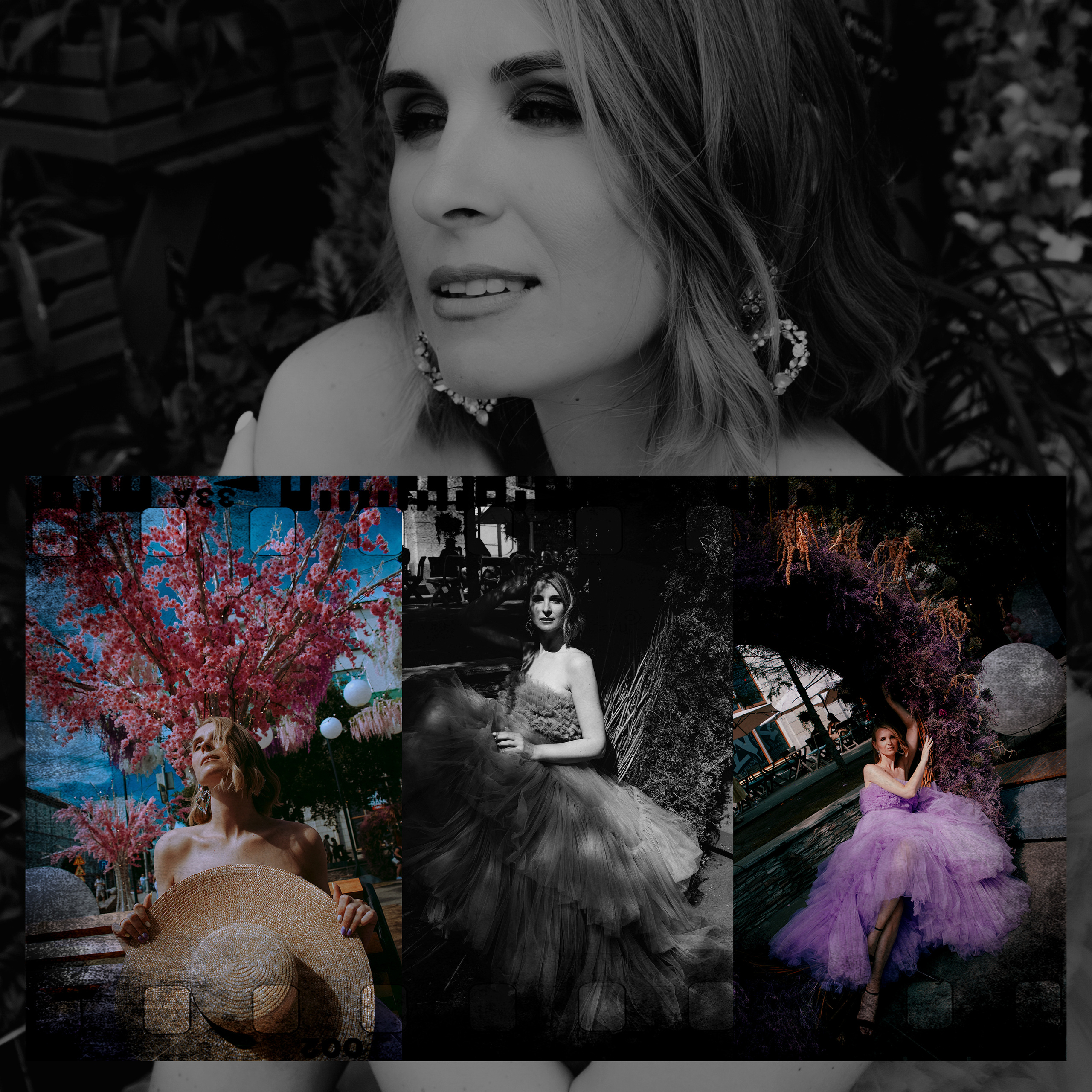 Девушка в бальном платье в городе.