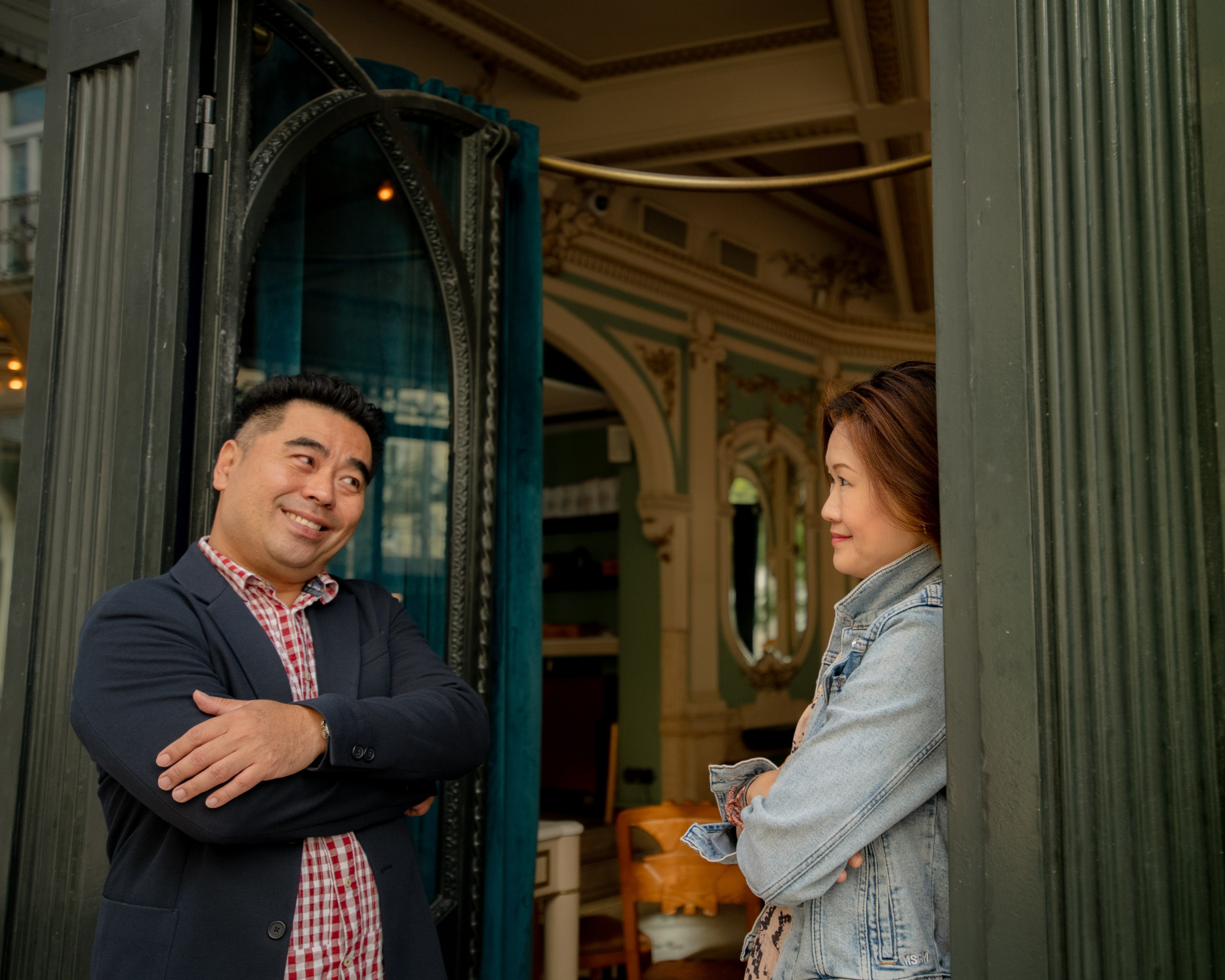 YOKE and ALFRED. Walking in Porto after the rain. Anastasiia Antoniuk portrait, family and couple photographer, Portugal