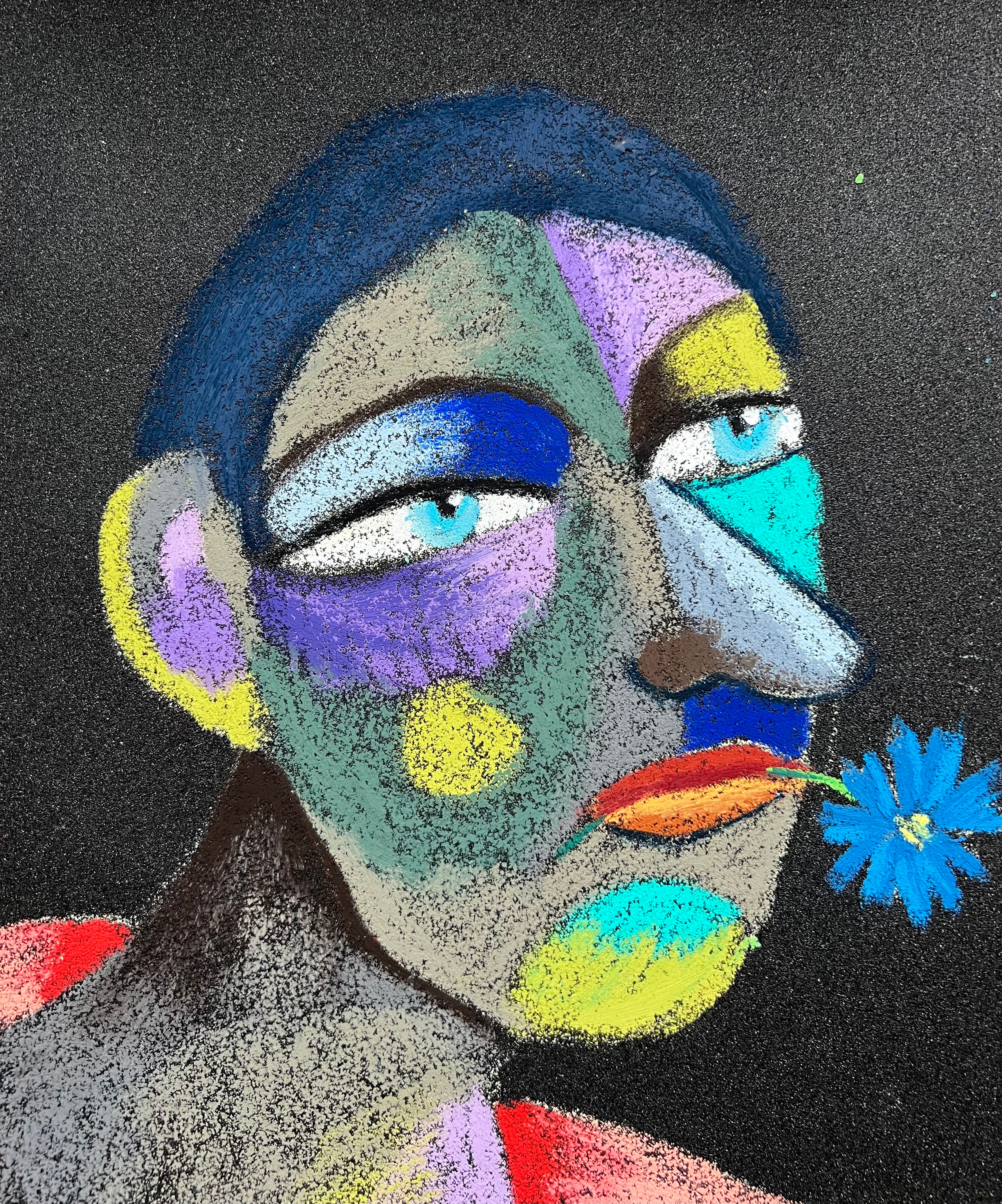 Title: Tractor Driver Material: Oil pastel, paper Size: 28 x 23 cm