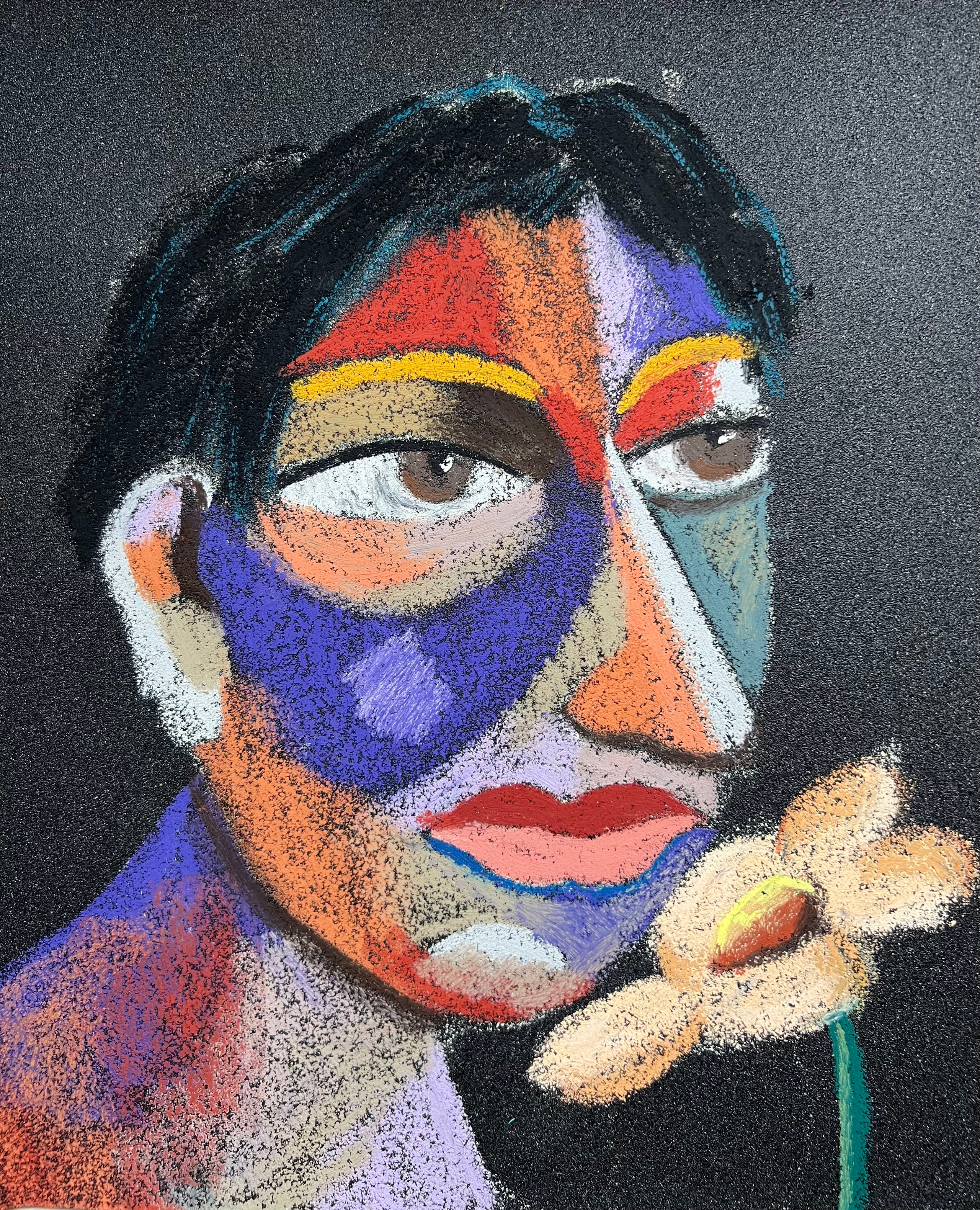 Title: Enthusiast Material: Oil pastel, paper Size: 28 x 23 cm