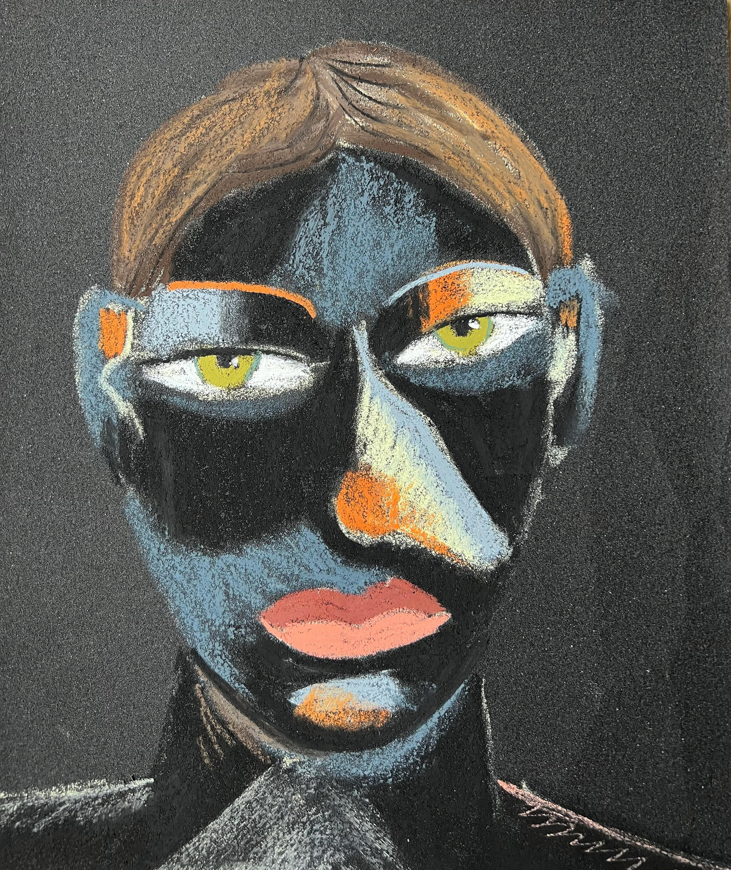 Title: In One's Shadow Material: Oil pastel, paper Size: 28 x 23 cm