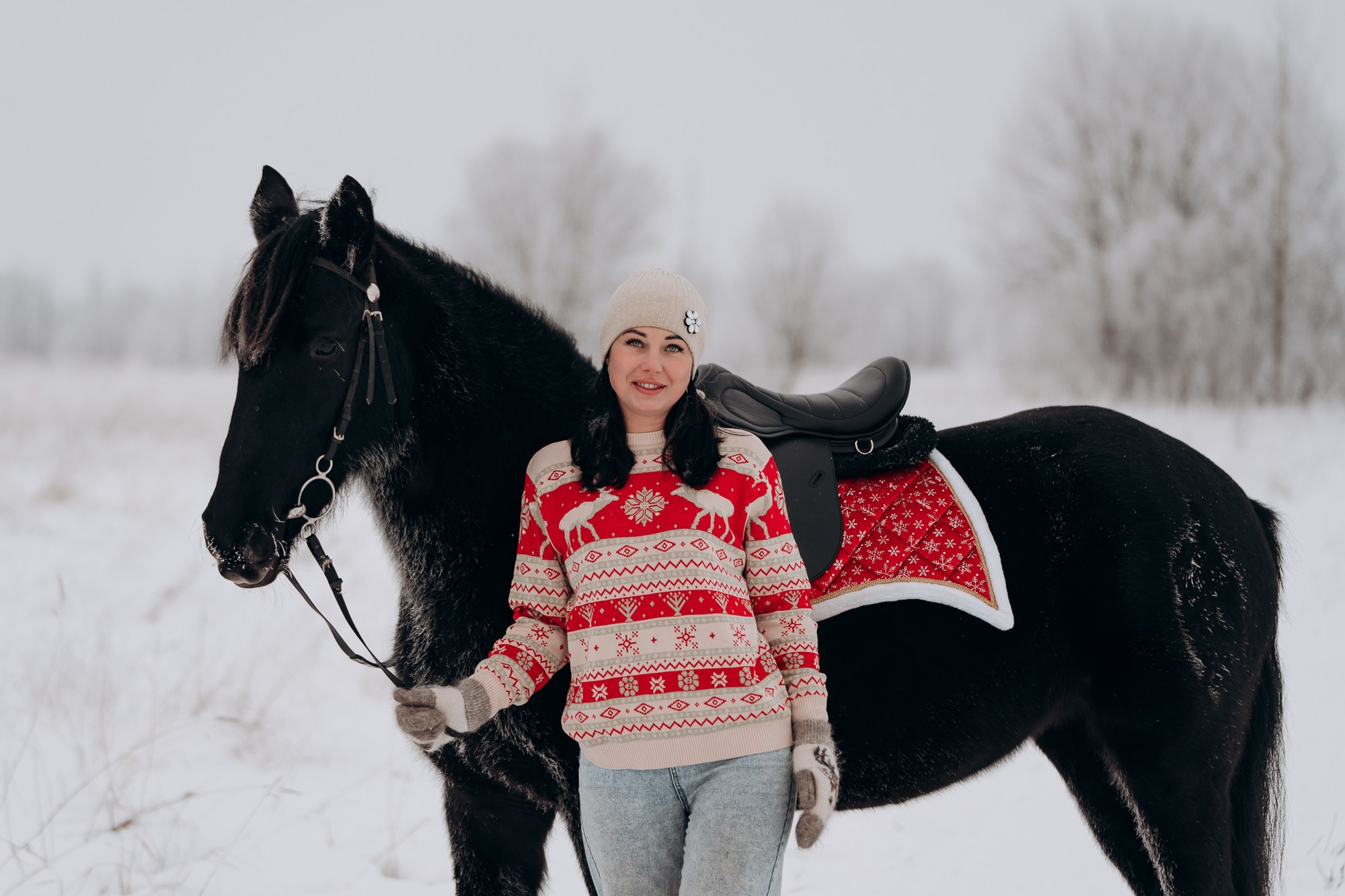 Зимняя фотосессия с лошадьми для двоих. Свадебный и репортажный фотограф в Ярославле Евгений Сальников