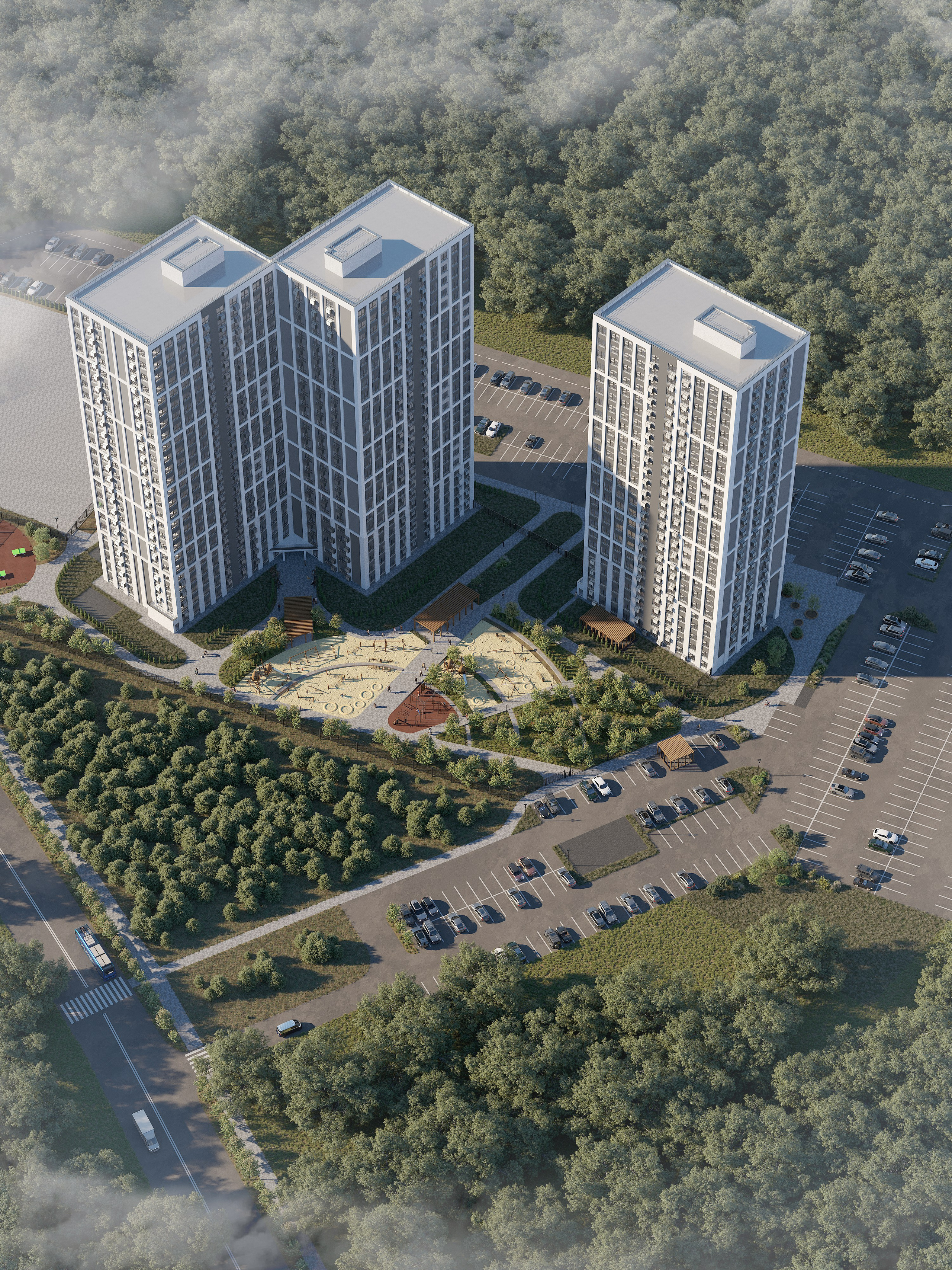 Реалистичная 3D визуализация ЖК "Патриот Парк". Современный подход к архитектуре и дизайну.