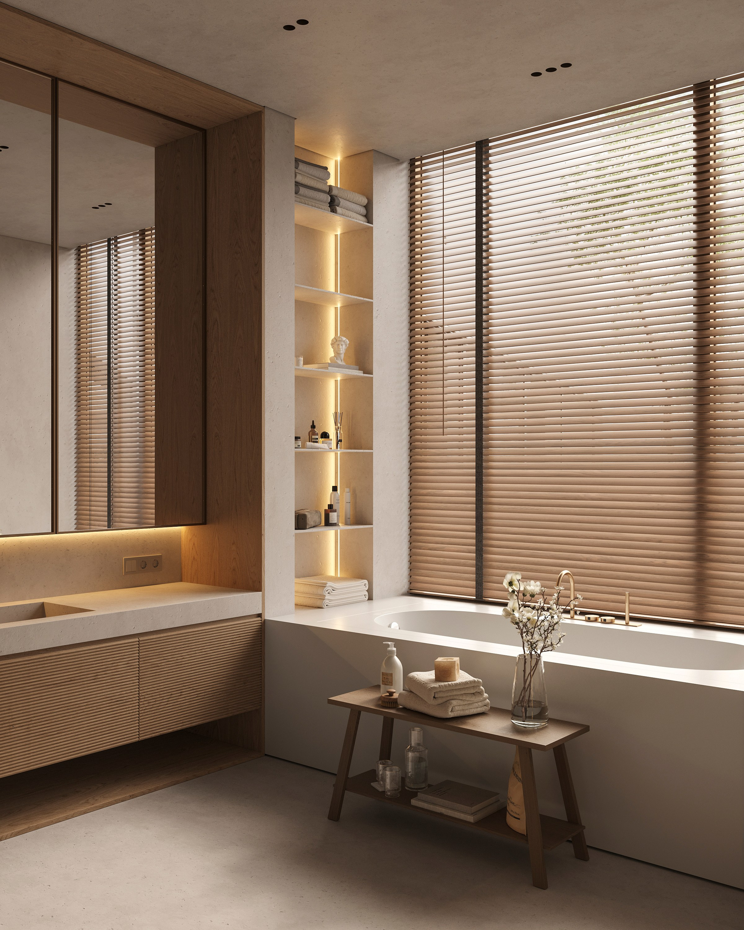 ZEN BATHROOM | SUNNY & SOFT CONCEPTS. Interior Visualization by Valerie Stetyukevich