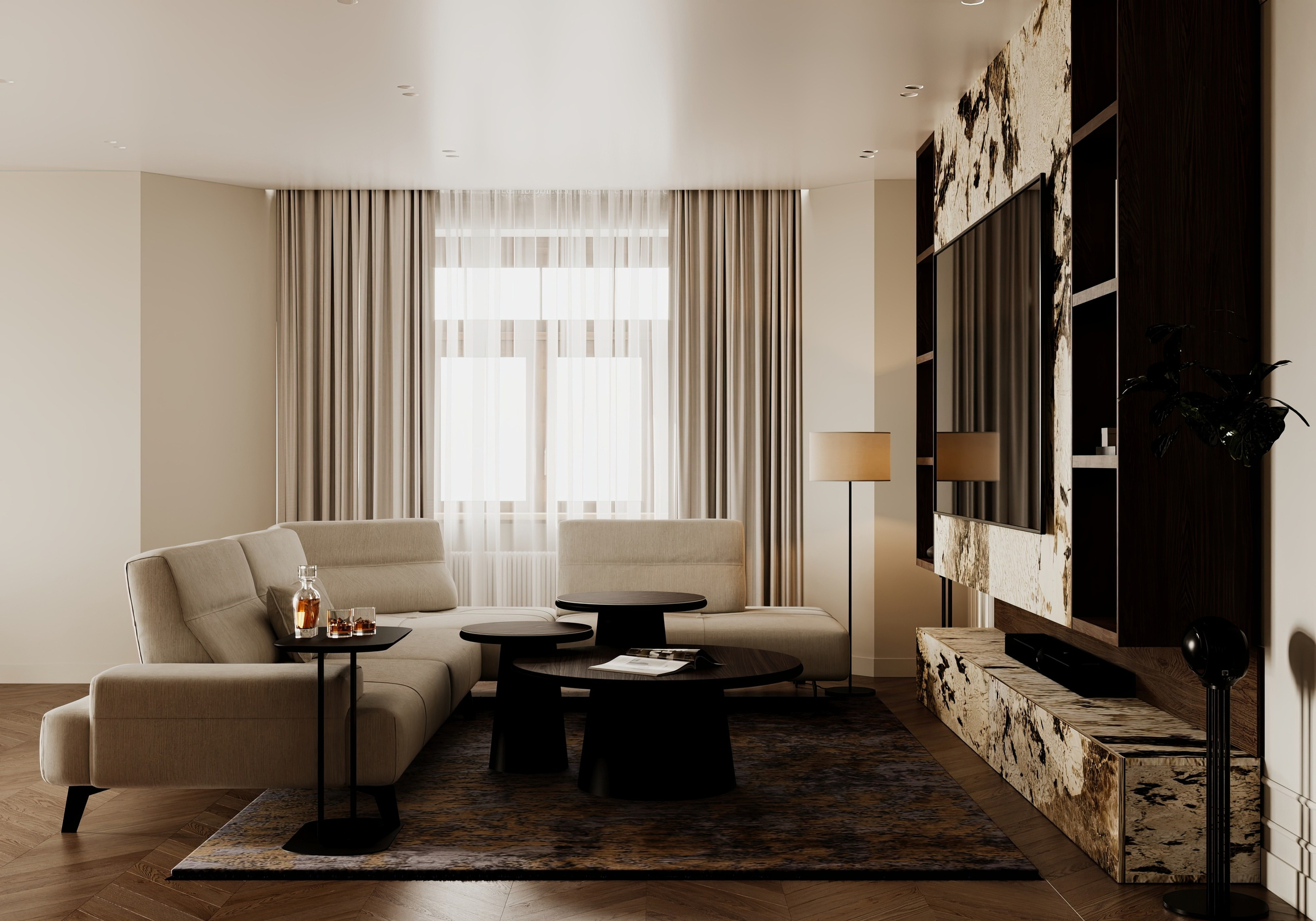 Полянка кухня-гостиная-прихожая-коридор. Визуализатор Векшина Елена