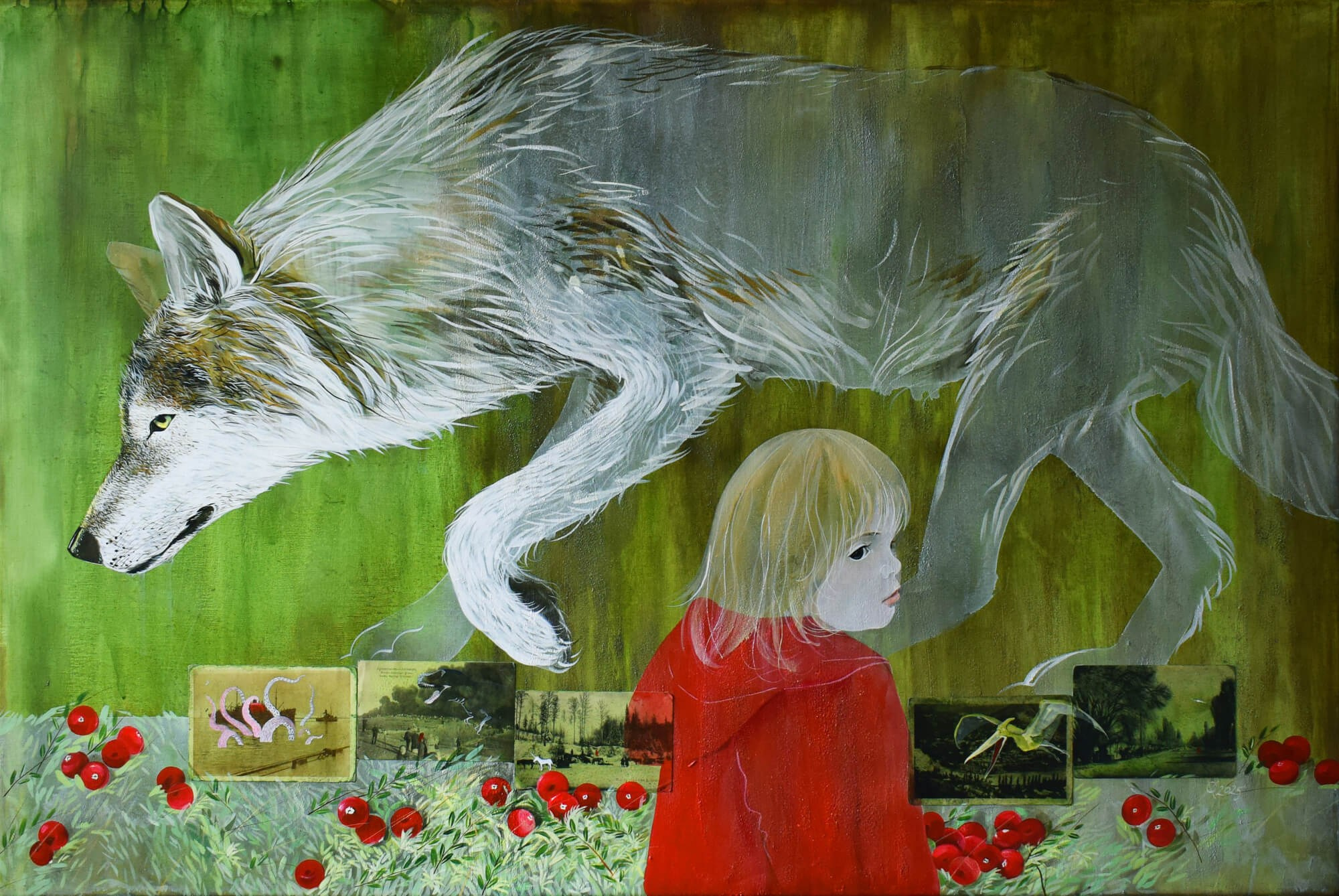 Cranberry (freeze, flight, fight), 80/120, mixed media on canvas, 2025