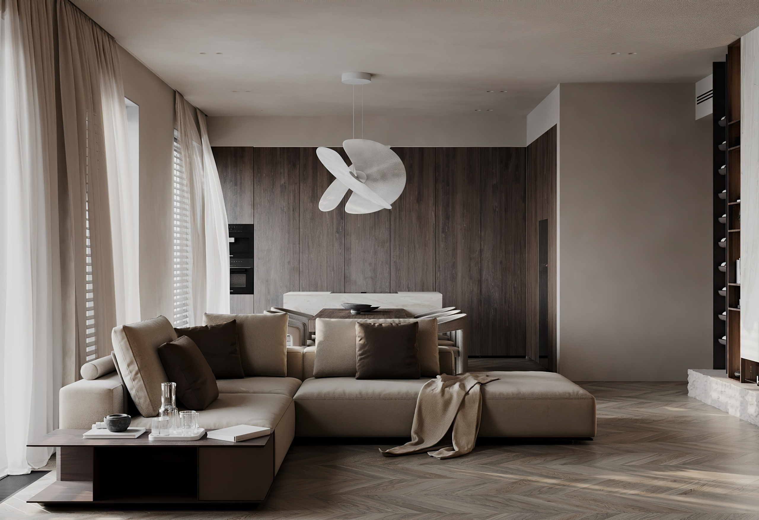 Кухня —гостиная ЖК Титул. Визуализатор Векшина Елена