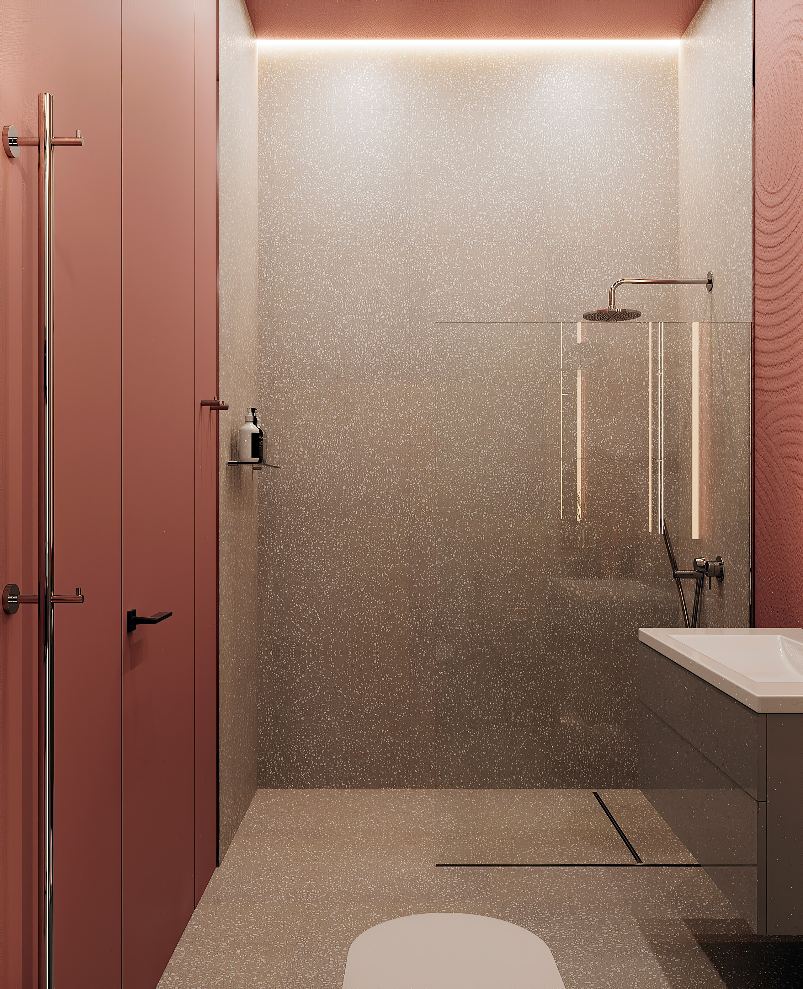 Розовый санузел по проекту Мартыновой Н. и Бородиной Е. Визуализатор Векшина Елена