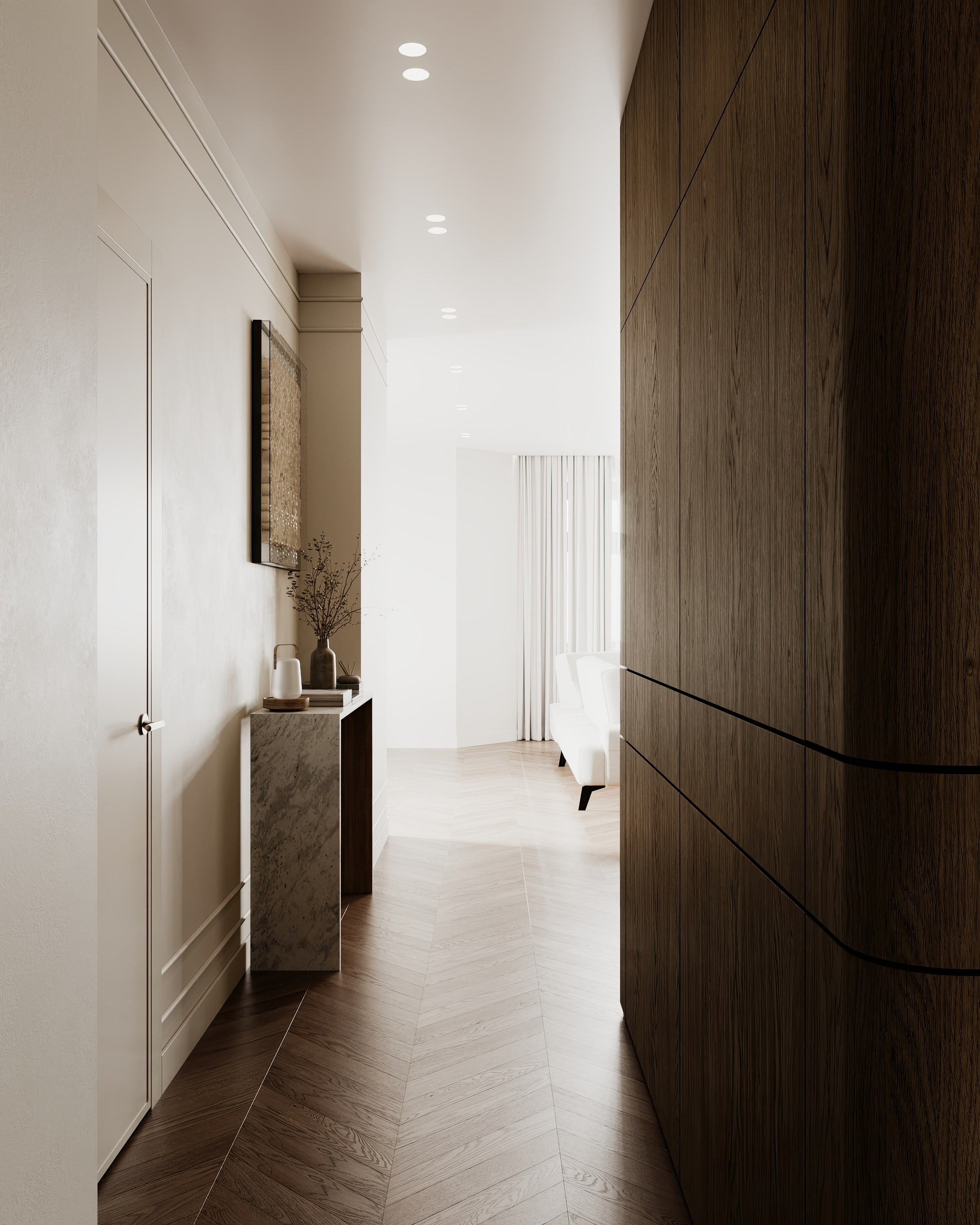 Полянка кухня-гостиная-прихожая-коридор. Визуализатор Векшина Елена