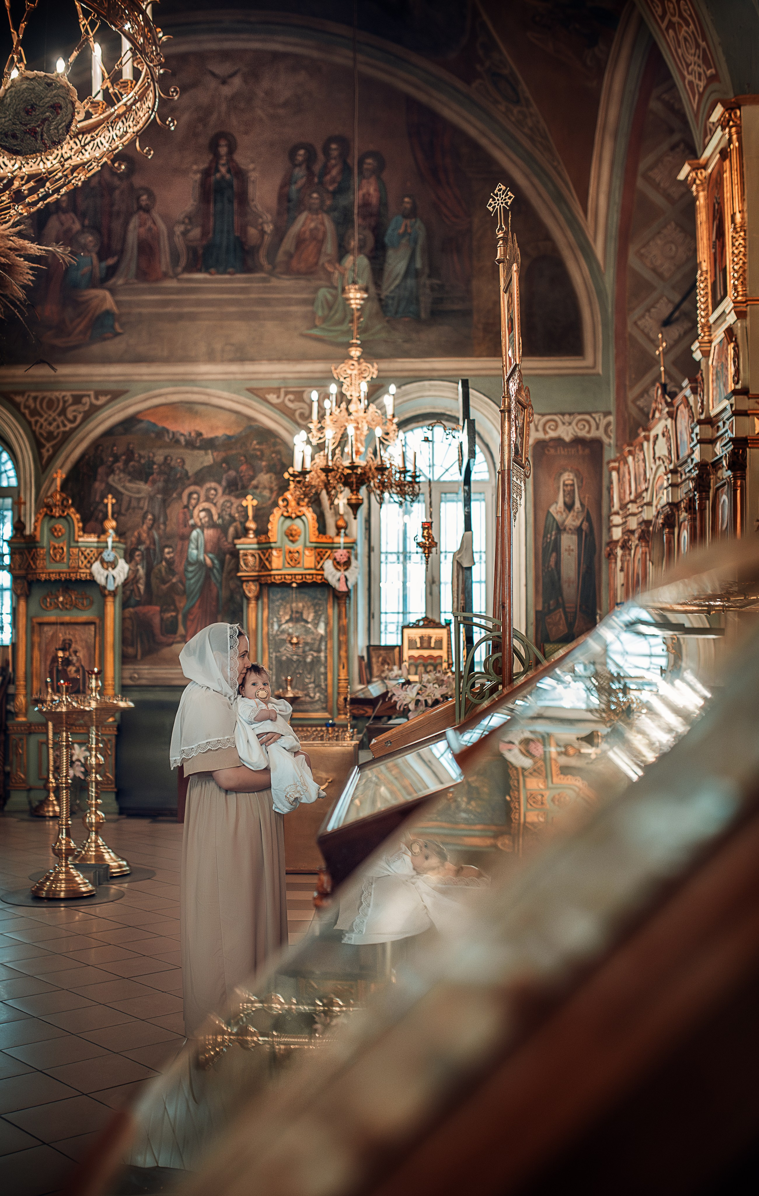 Фотосессия крещения младенца в Болтино