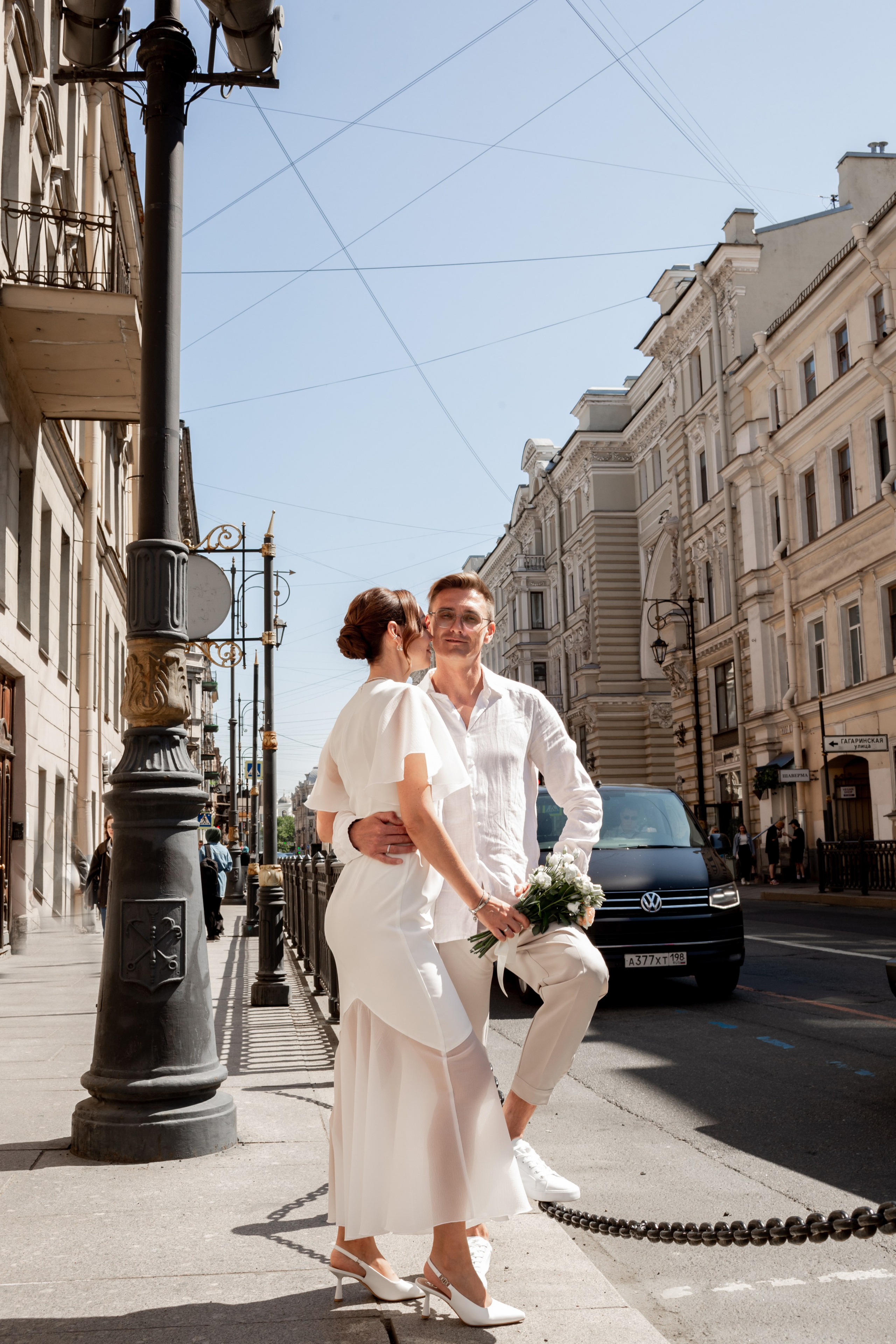 фотосессия молодоженов в центре СПб, стиль old money