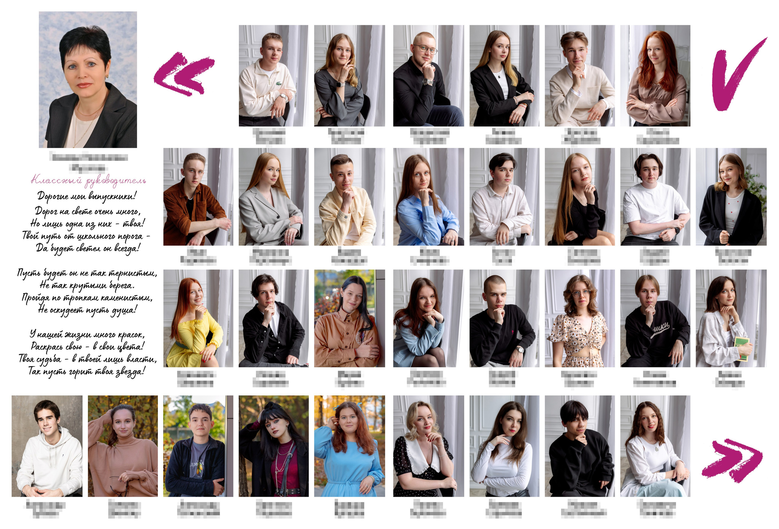 Общее фото класса и виньетка с именами учеников. Фотограф и режиссер Московко Екатерина