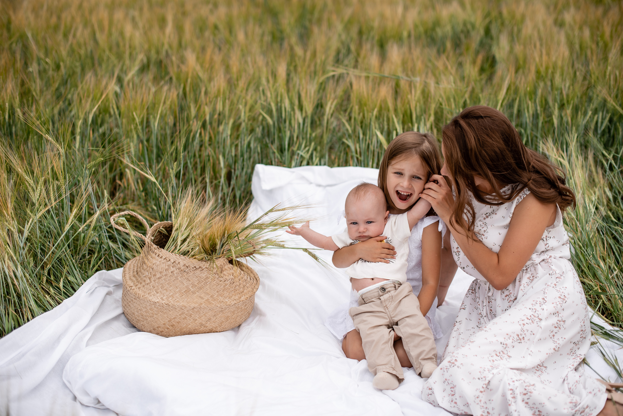Семейная фотосессия в полях). Свадебный фотограф Тюмень Анастасия Битная