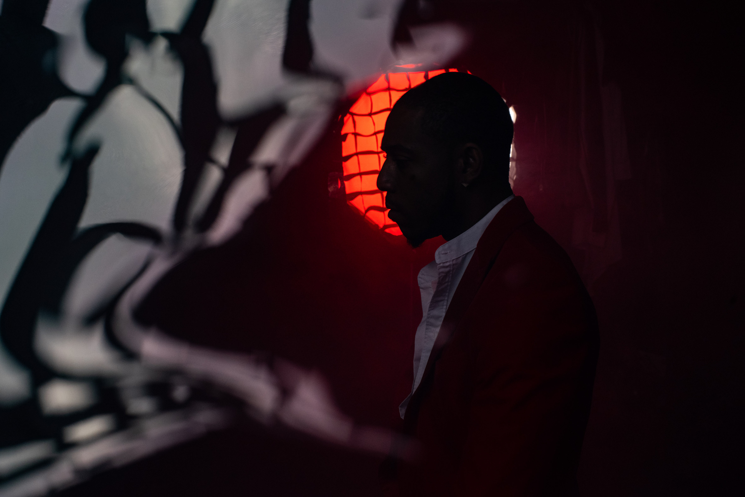 RNB Singer. Music video shooting in photo studio