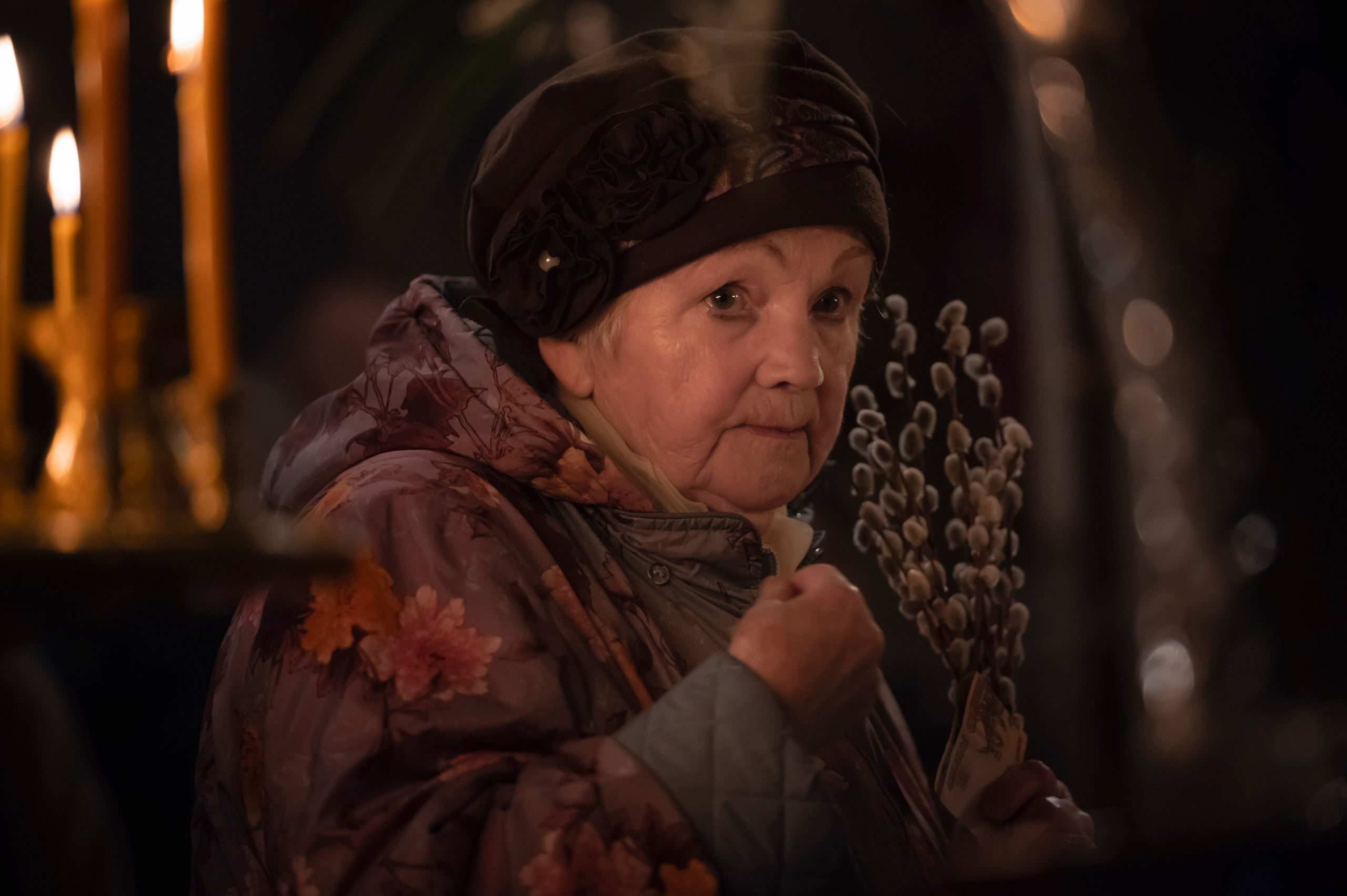 Богородский Храм. Всенощное бдение. Освящение верб. Антон и Татьяна Денисенко — В храме