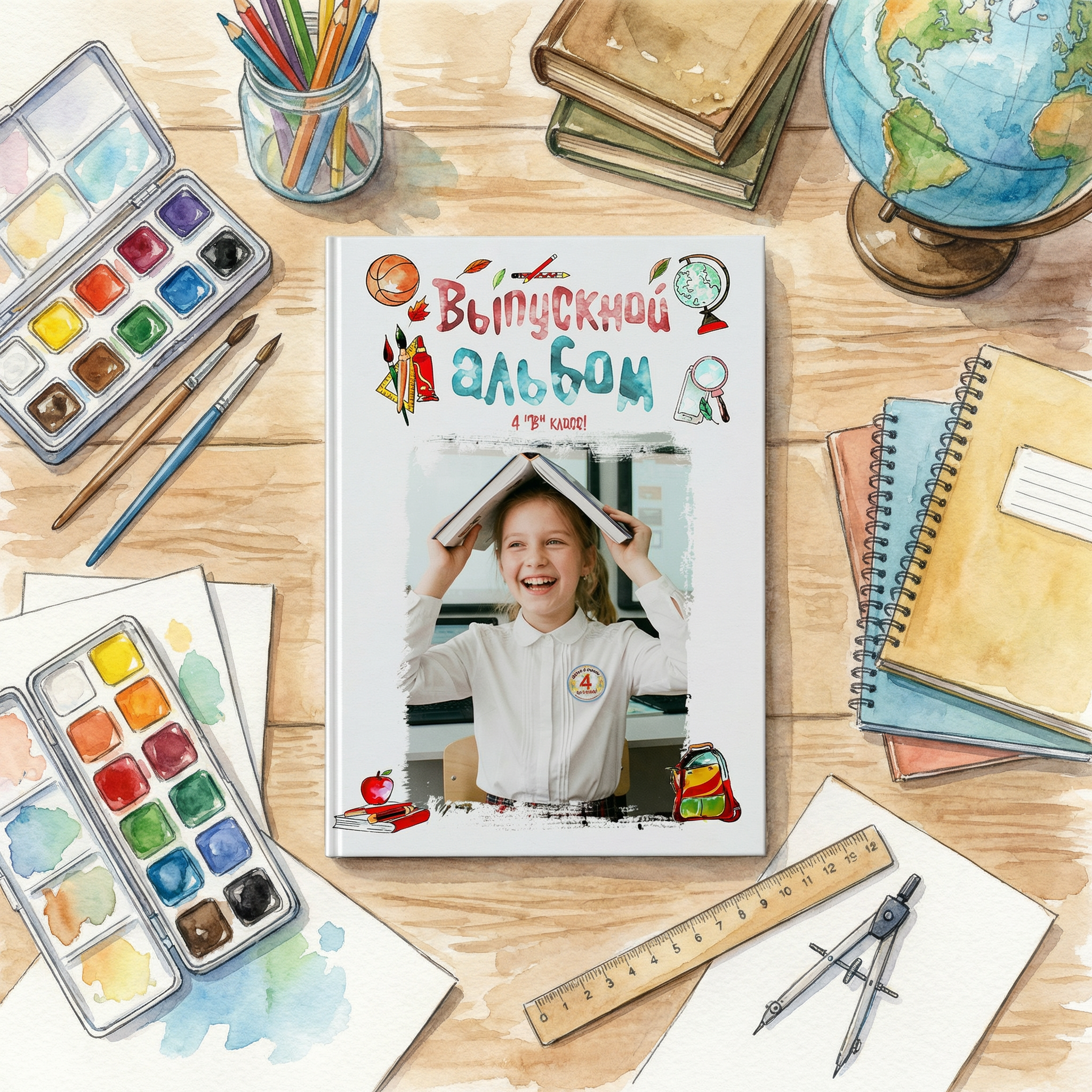 020 Aquarel. Дизайны, psd шаблоны школьных и выпускных альбомов и обложек