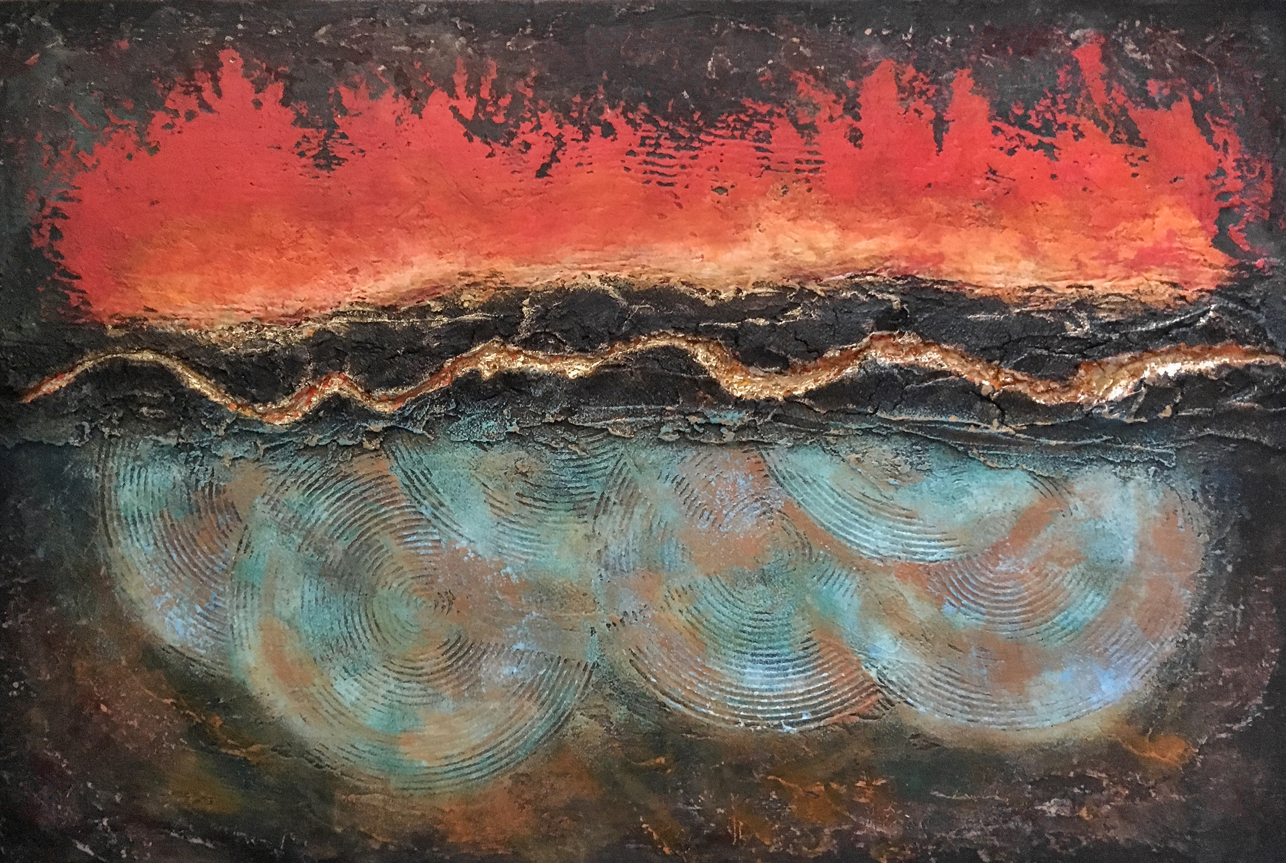 Acrylic painting on Panel, Size 40x60 cm, ready to hang, 