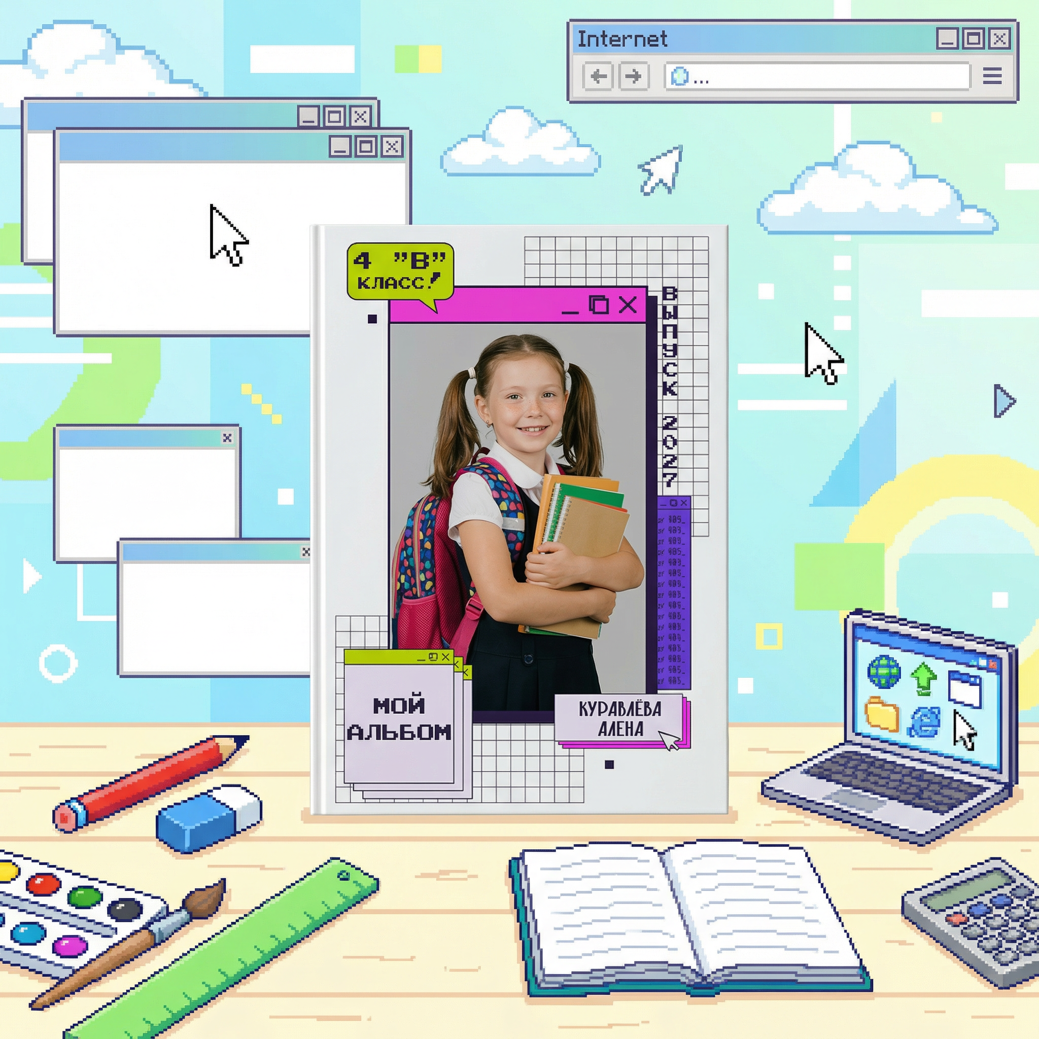 034 Internet. Дизайны, psd шаблоны школьных и выпускных альбомов и обложек