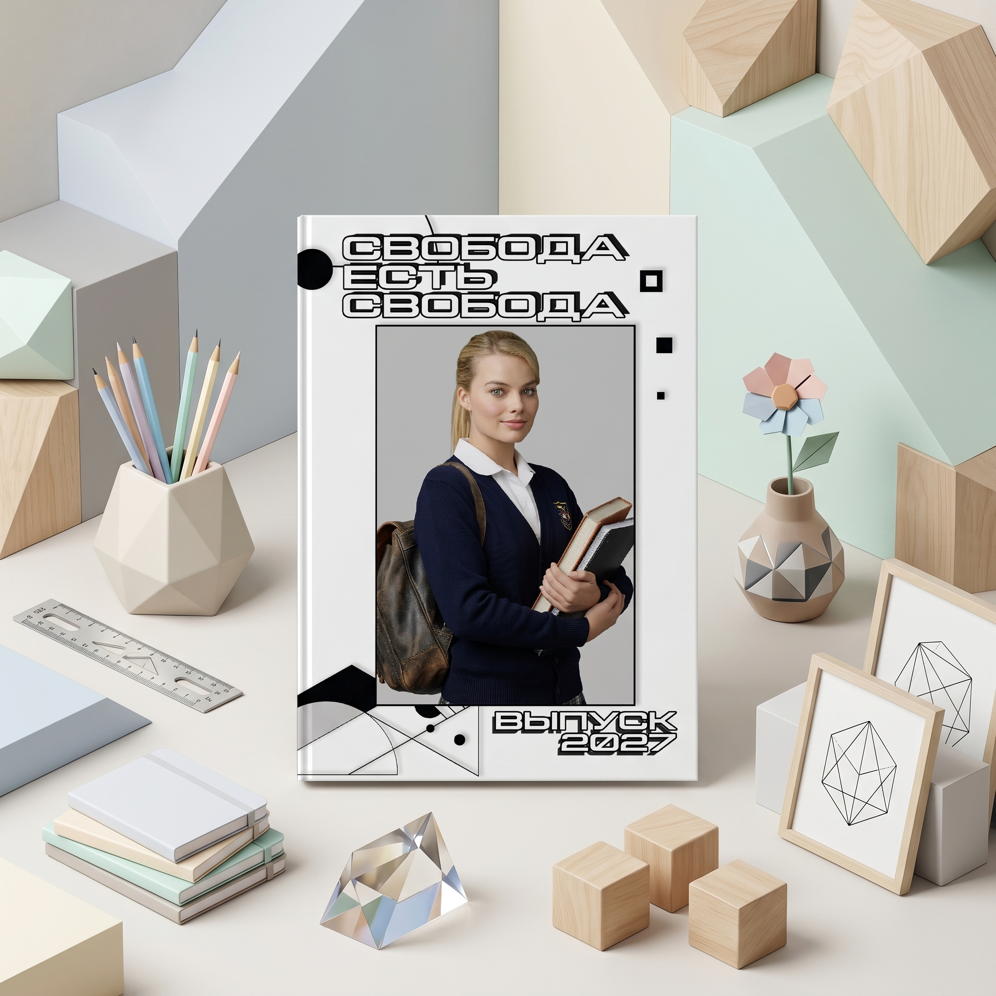 038 Geometric II. Дизайны, psd шаблоны школьных и выпускных альбомов и обложек