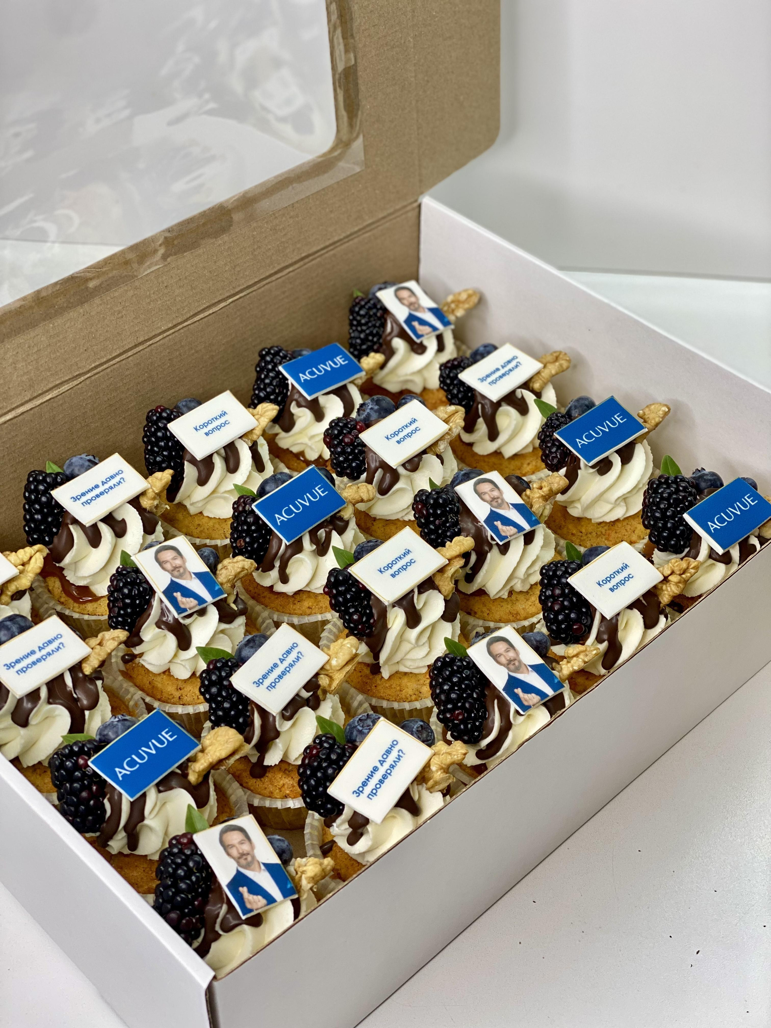 Капкейки фуршетные с логотипом. Katyasugarsugar капкейки, зефир, торты Москва