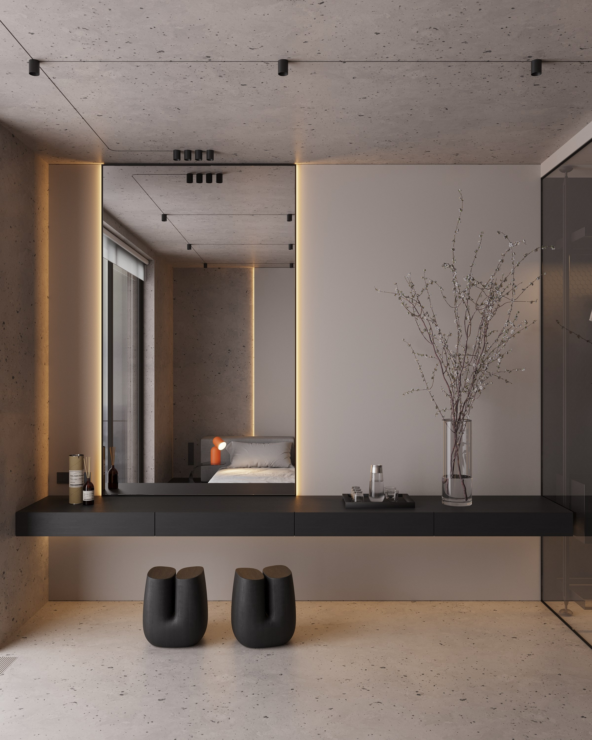 Мастер-спальня с видовым балконом. 3D визуализатор