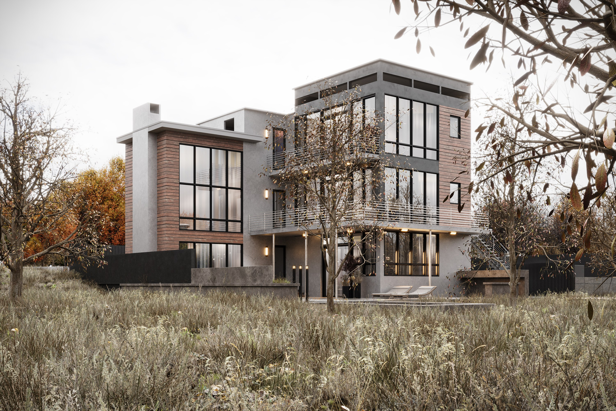 House with a swimming pool. 3D визуализация интерьера и архитектурной среды