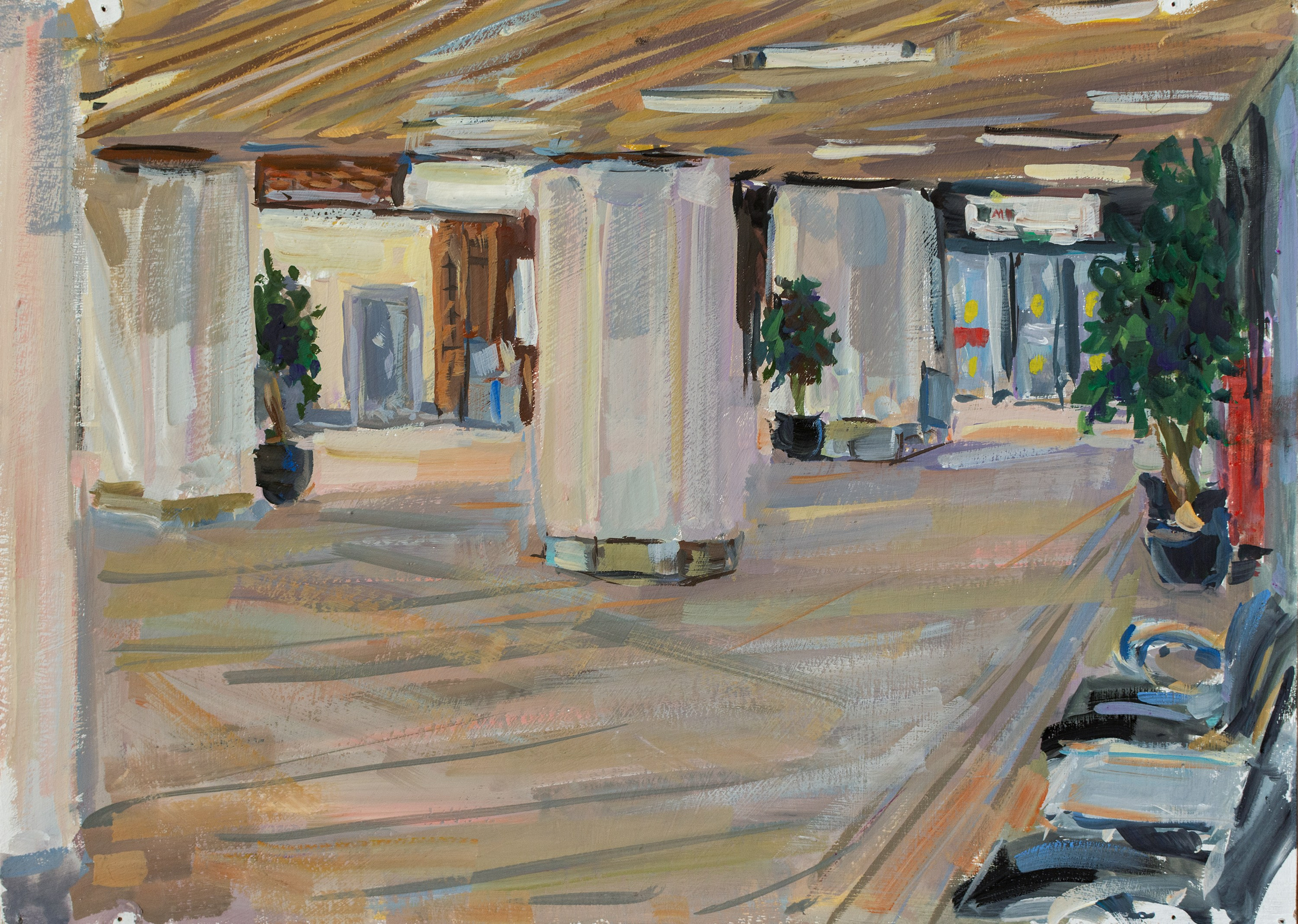 "A study. Mitkovo lobby" cardboard, gouache 25x35cm, 2025 not for sale