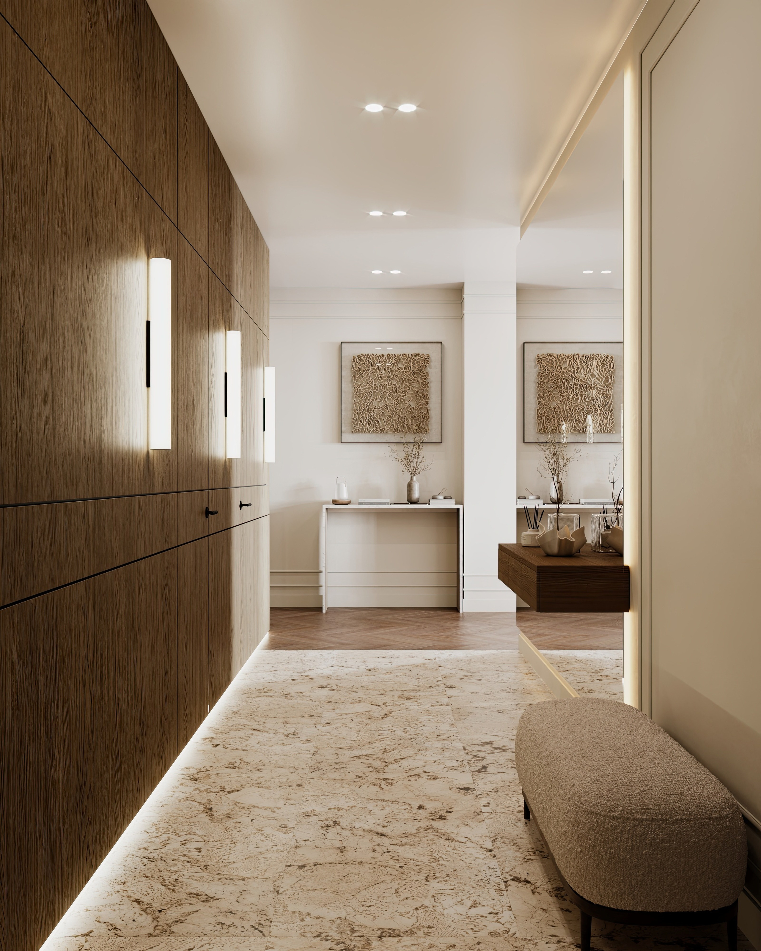 Полянка кухня-гостиная-прихожая-коридор. Визуализатор Векшина Елена