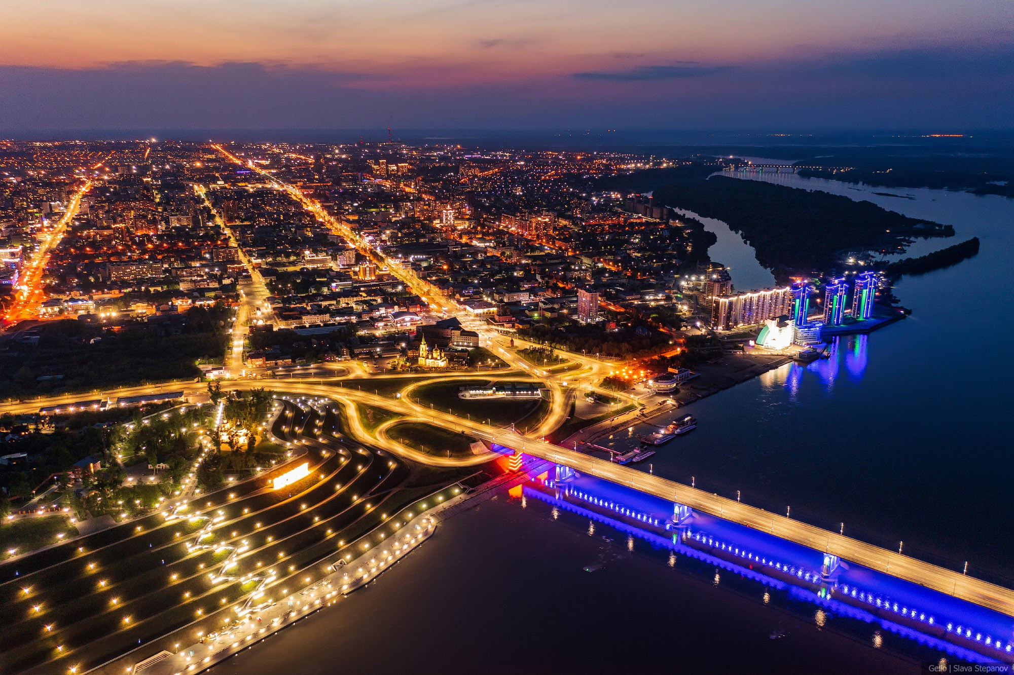 Барнаул с высоты, река обь