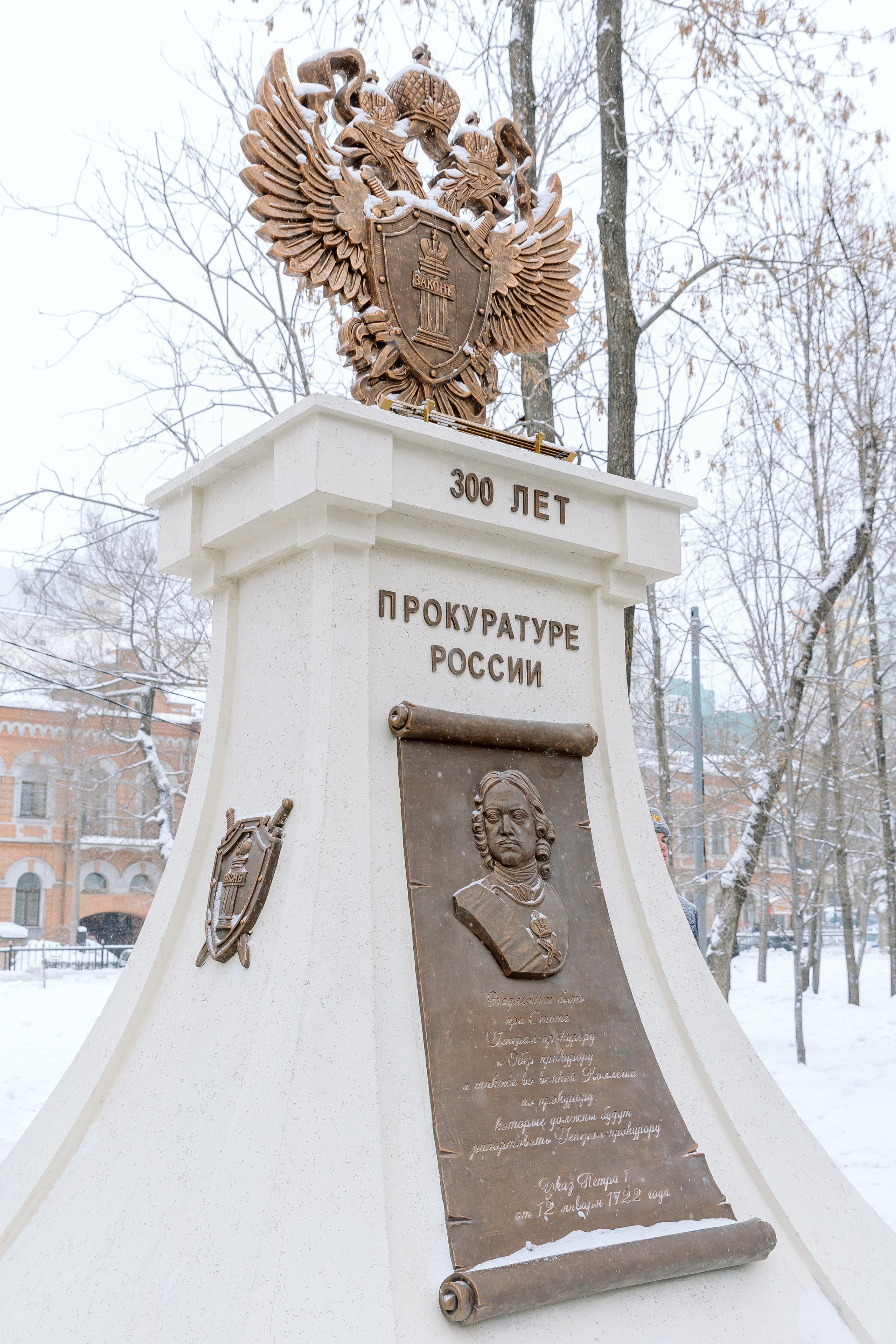Строй участников перед памятником на церемонии — официальное мероприятие, фотограф СПб