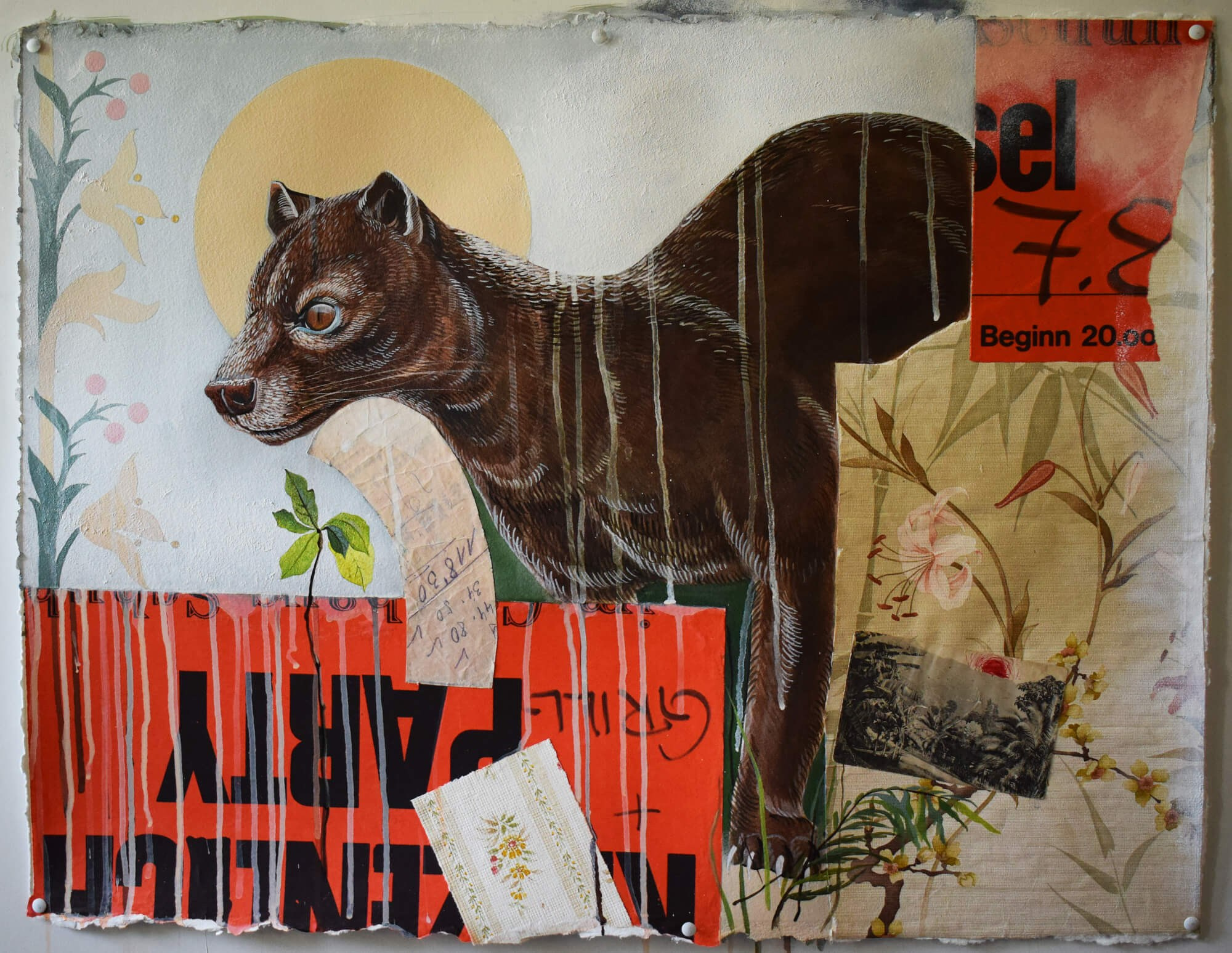 Grillparty, 60/80, mixed media on paper