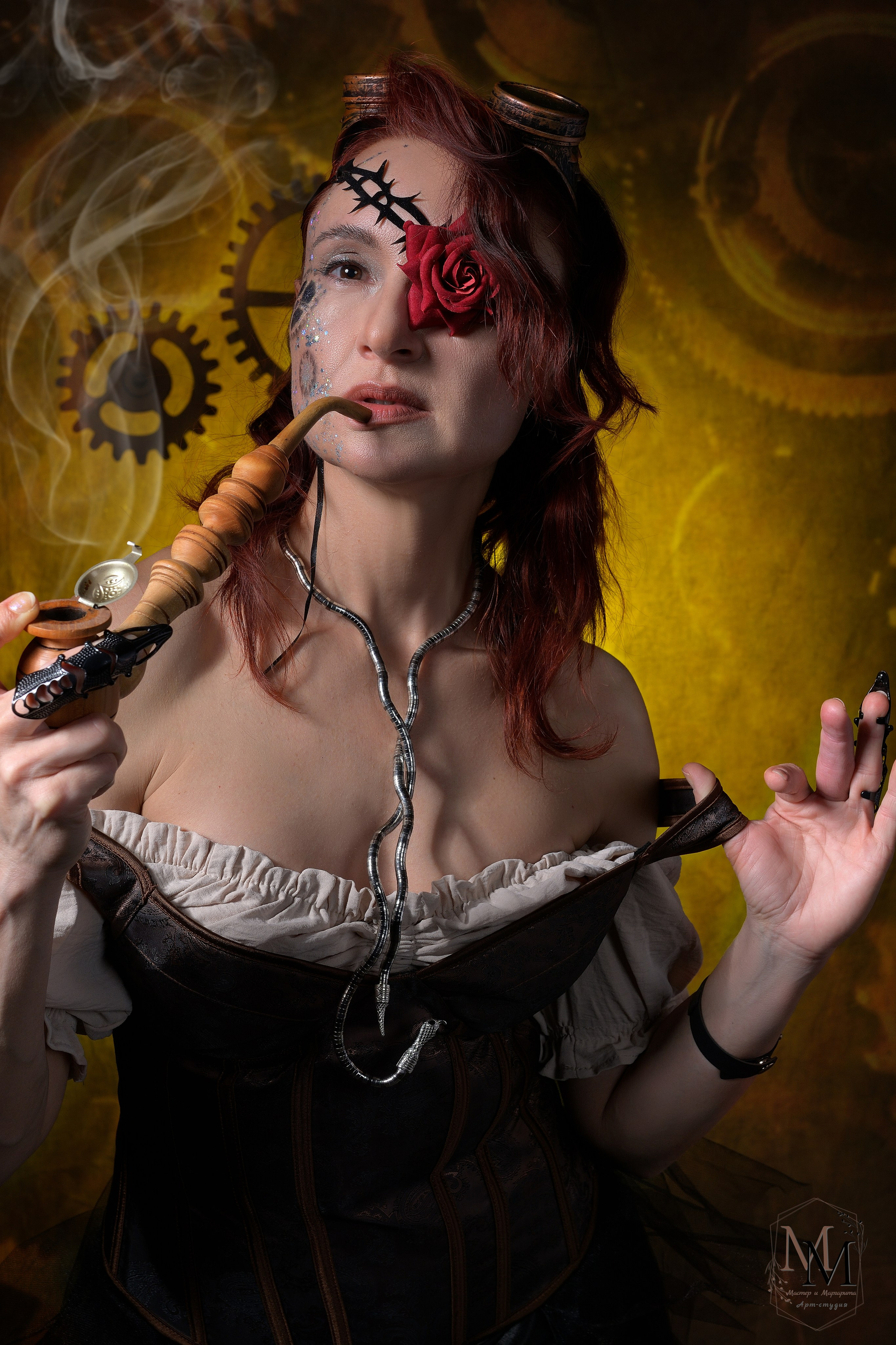 Стимпанк-фотосессия. Стимпанк и Белоснежка. Стимпанк. Белоснежка. Алиса в стране чудес. Фотосессия в стиле "Стимпанк". Фотосессия в студии. Арт-студия «Мастер и Маргарита». Портретная фотосъемка. Портрет. Арт. Фотограф Дмитрий Кищенко. Фотосессии в Сызрани.