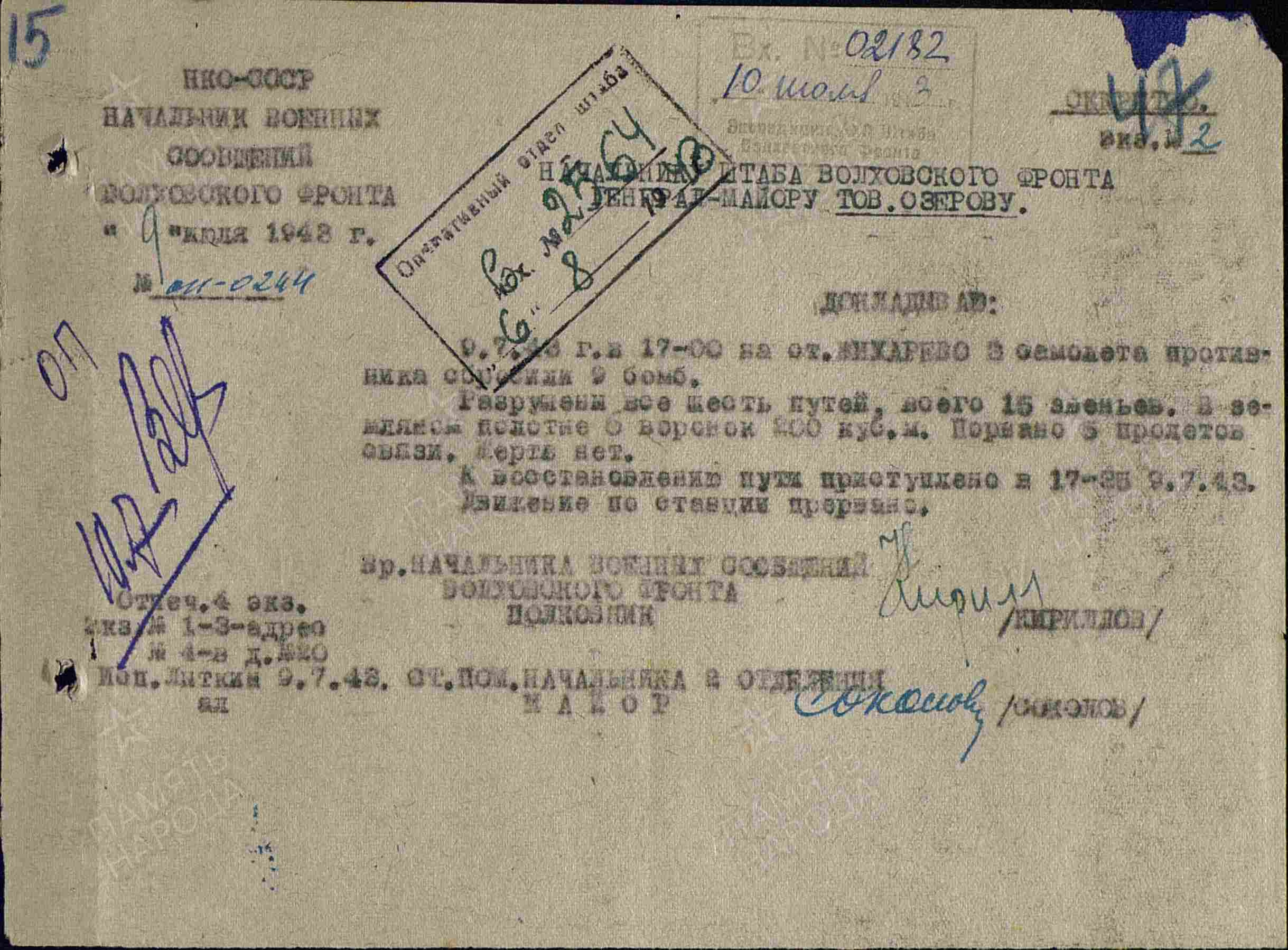 Боевое донесение о налёте вражеской авиации. История Назиевского городского поселения
