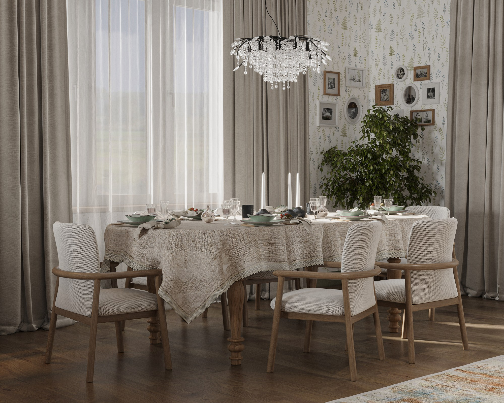 Визуализация интерьера дома в деревне Калки. 3d визуализатор marybond3d