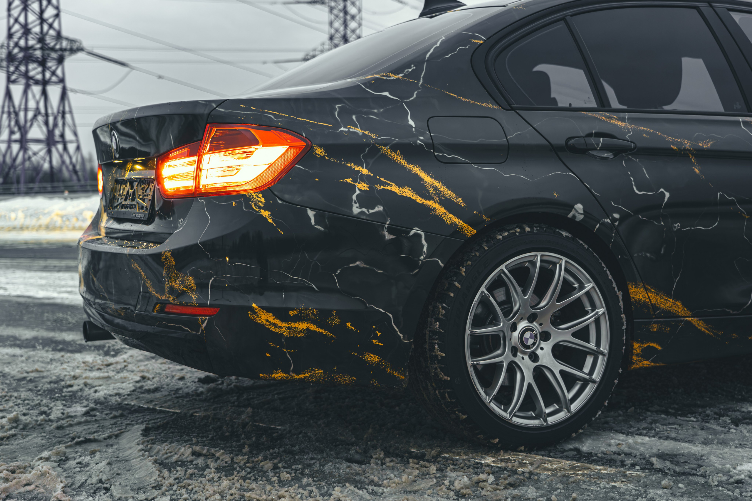 Винилография на BMW 3 F30. Студия дизайна и оклейки авто Barmaley Design