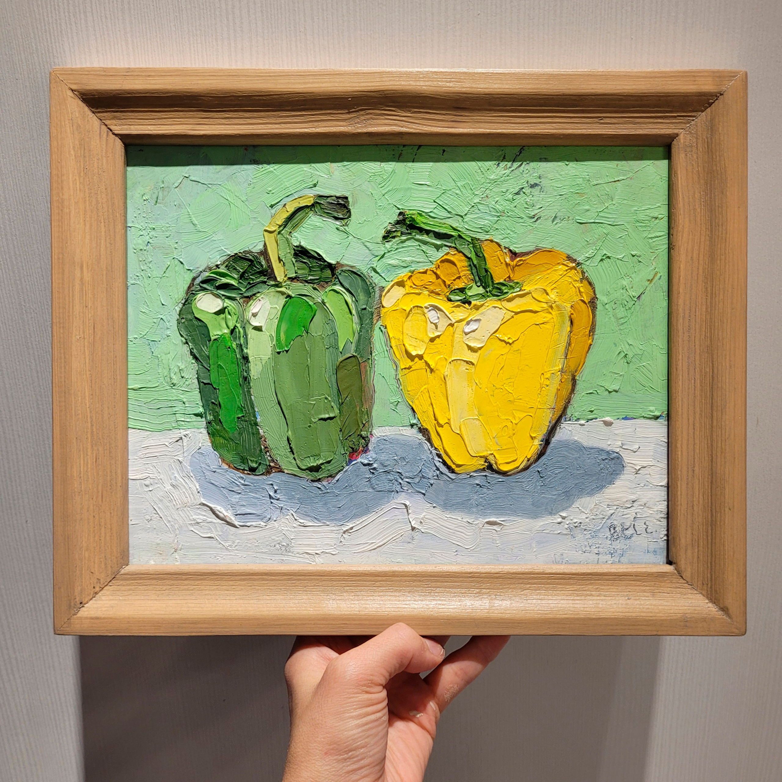 яркий натюрморт, желто-зеленая картина для кухни со сладким перцем