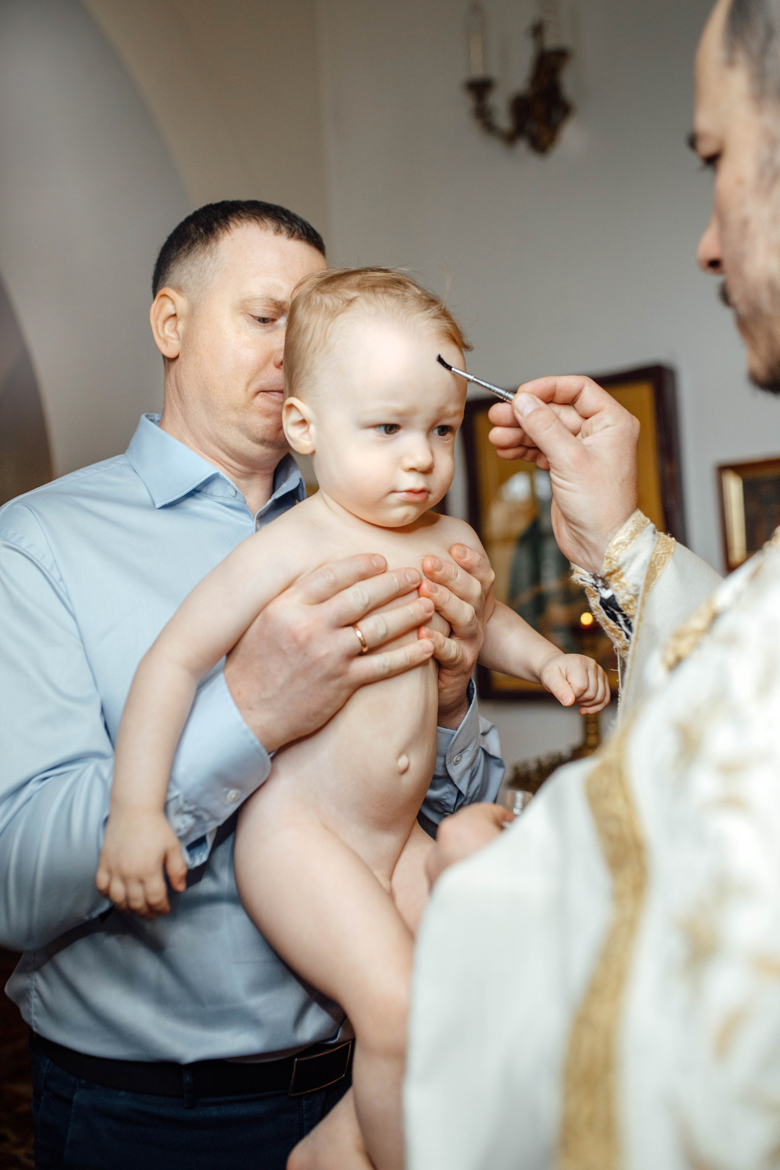 Таинство крещения Льва, храм Вознесения Господня, Ждановичи, февраль 2025