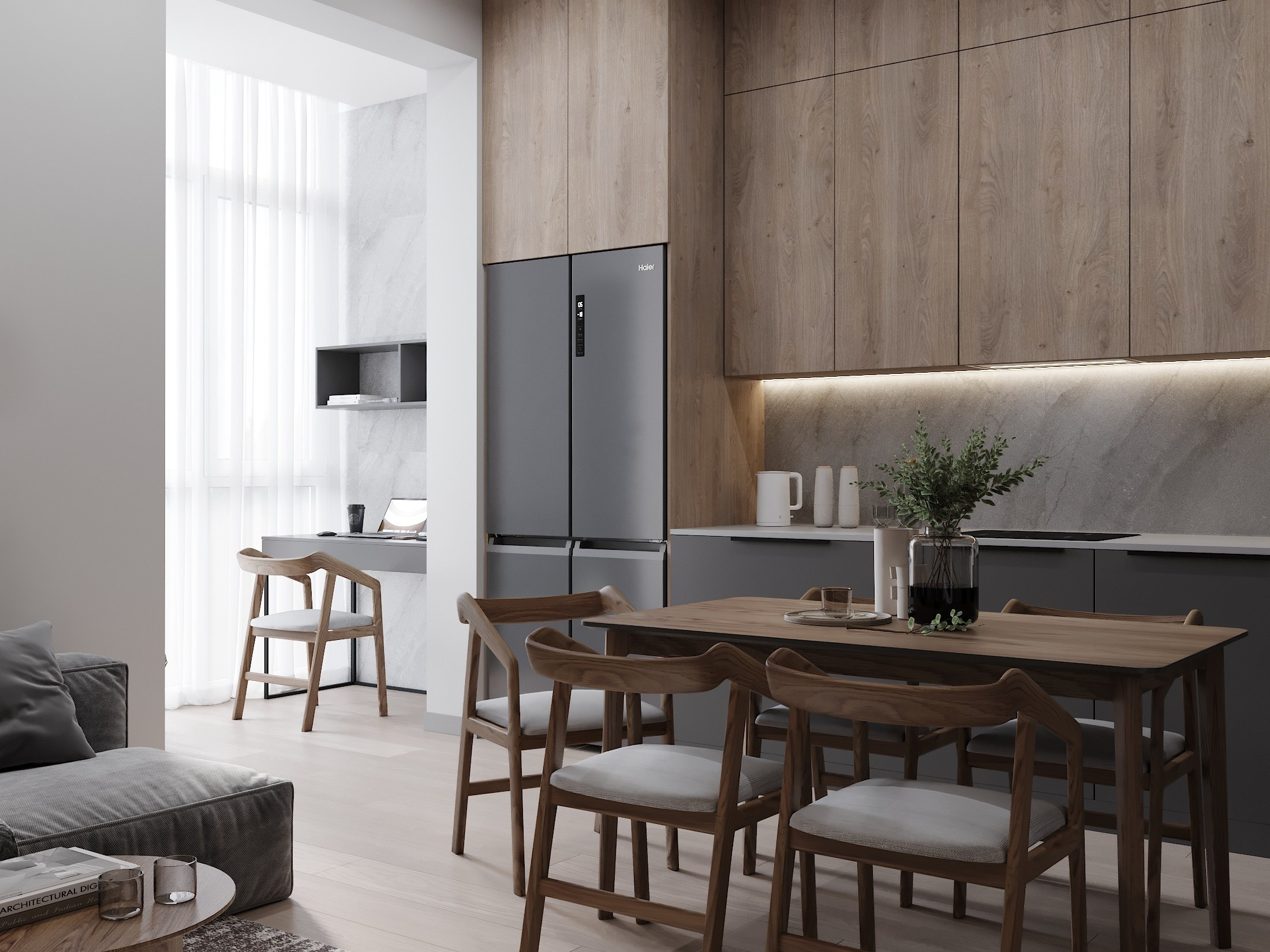 ЖК Лесной Квартал 81.7 кв.м. Дизайн интерьера, 3D-визуализация Владивосток