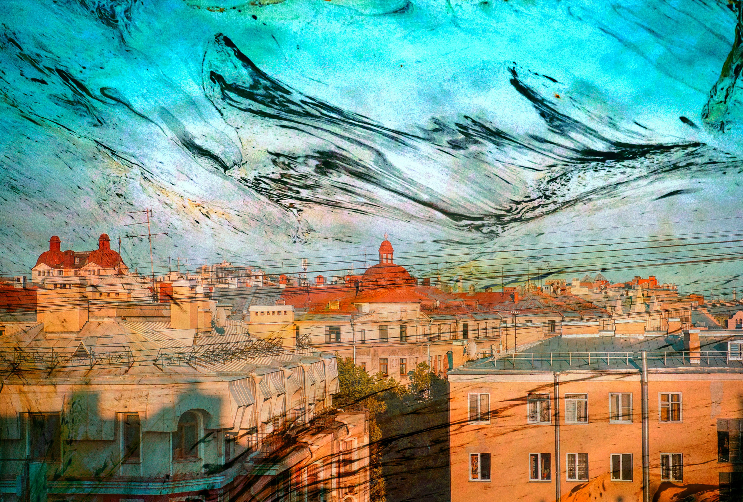 Загадочный Петербург это коллаж с изображением архитектуры дореволюционных домов  расположенных на Большой Пушкарской улице Петроградской стороны 