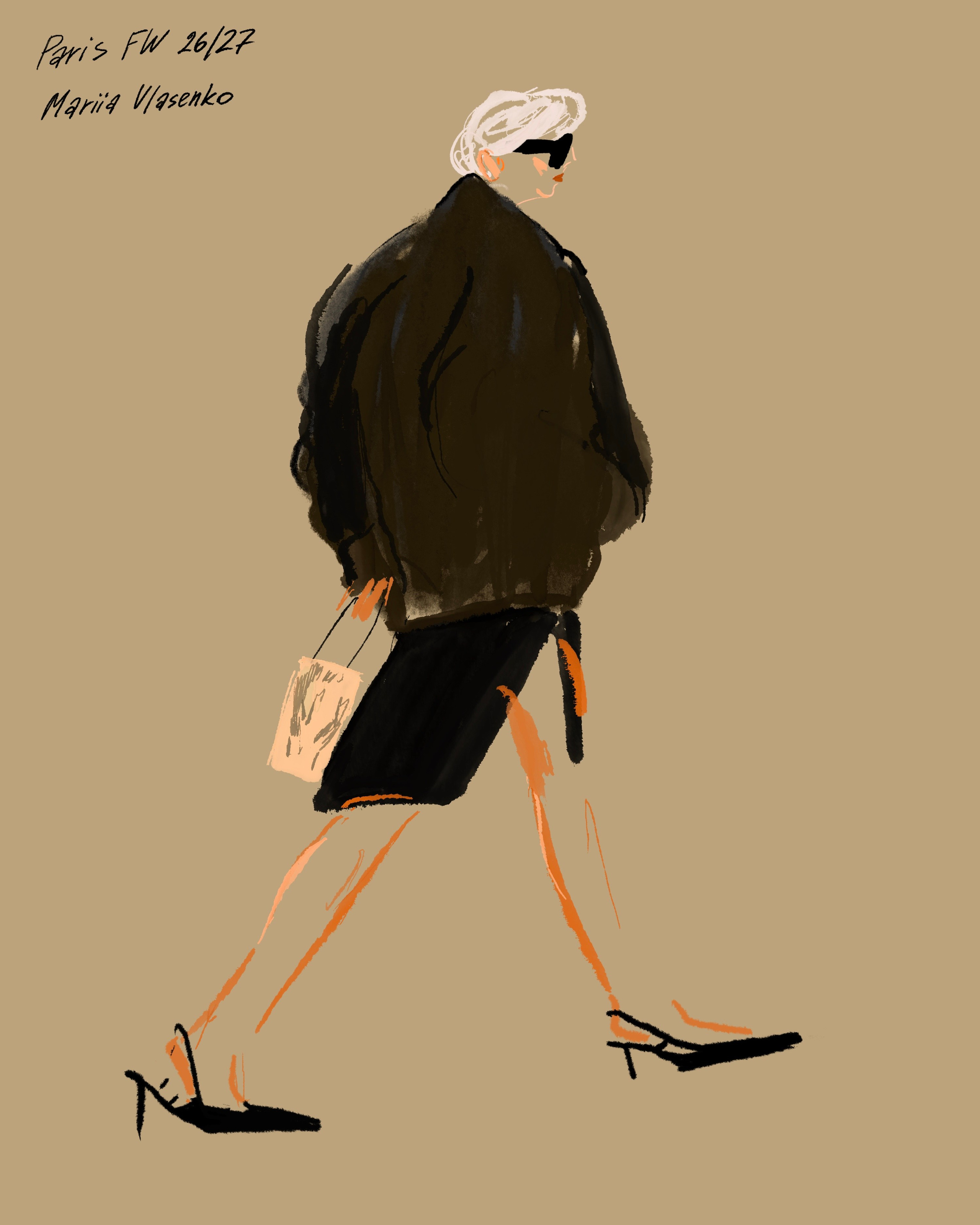 Paris FW 2026 Street Style Sketches. Фэшн иллюстратор из Москвы Власенко Мария