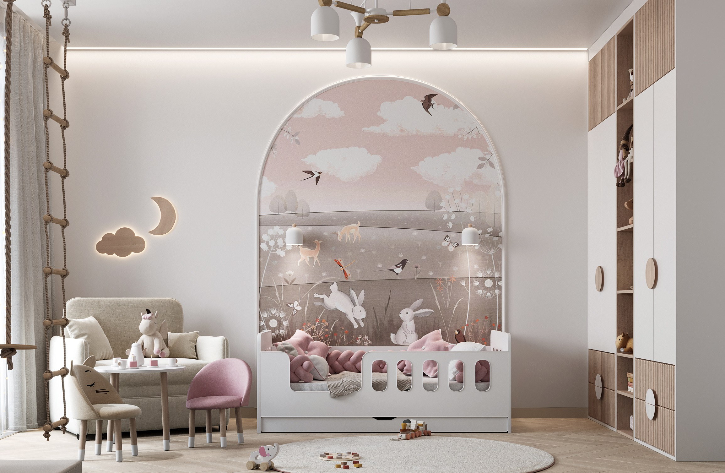 Визуализация и интерьер детской комнаты