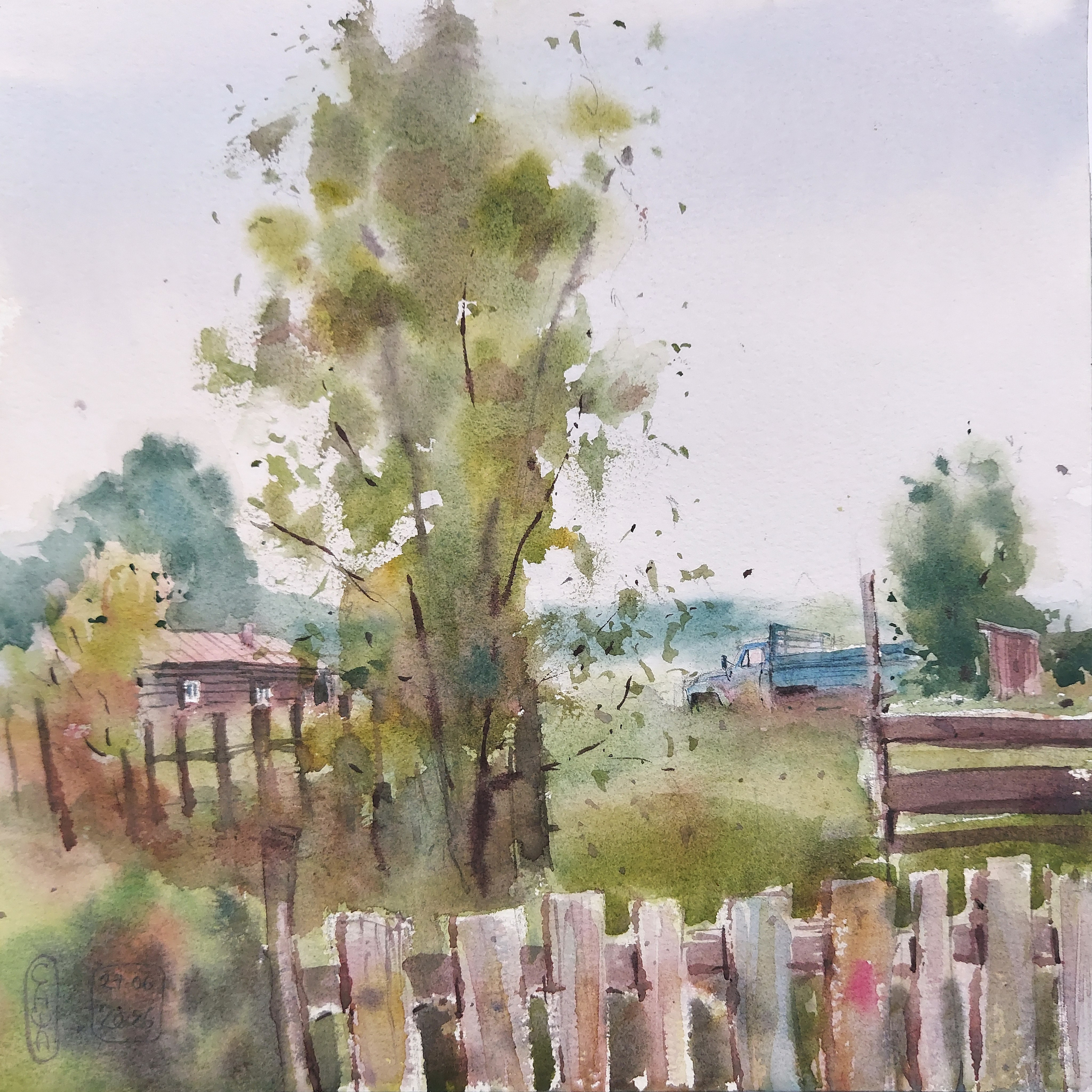 Teguldet | Blue Truck in the morning | June 2026 | 26 x 26 cm