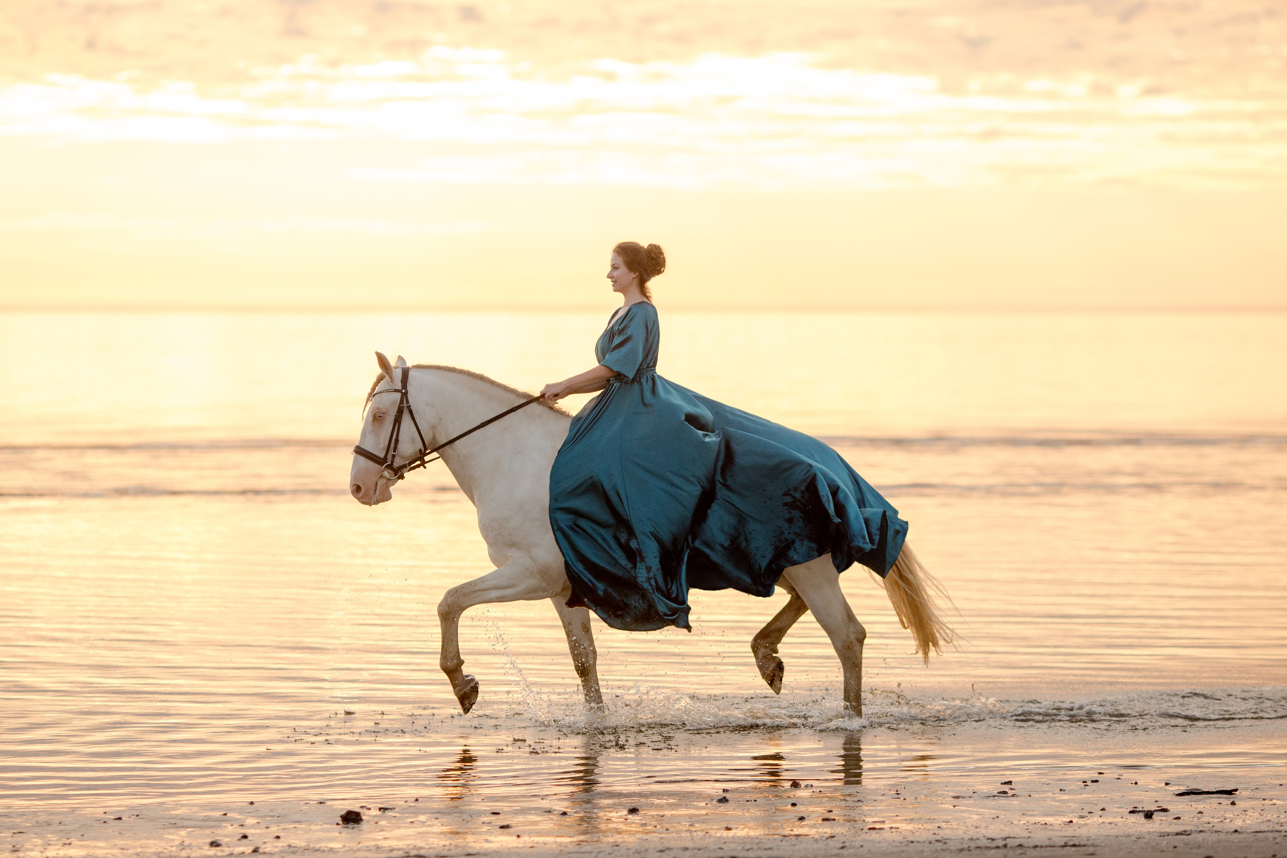 Фото девушки и лошади на море