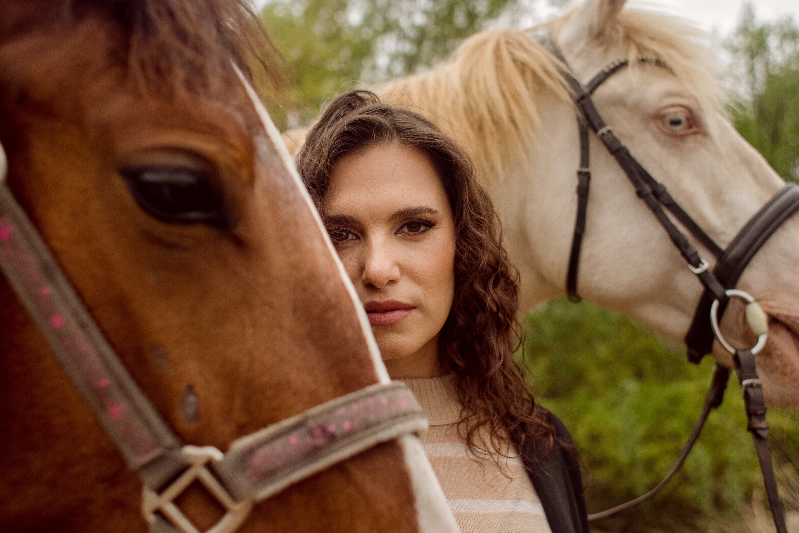 Фотосессия с двумя лошадьми