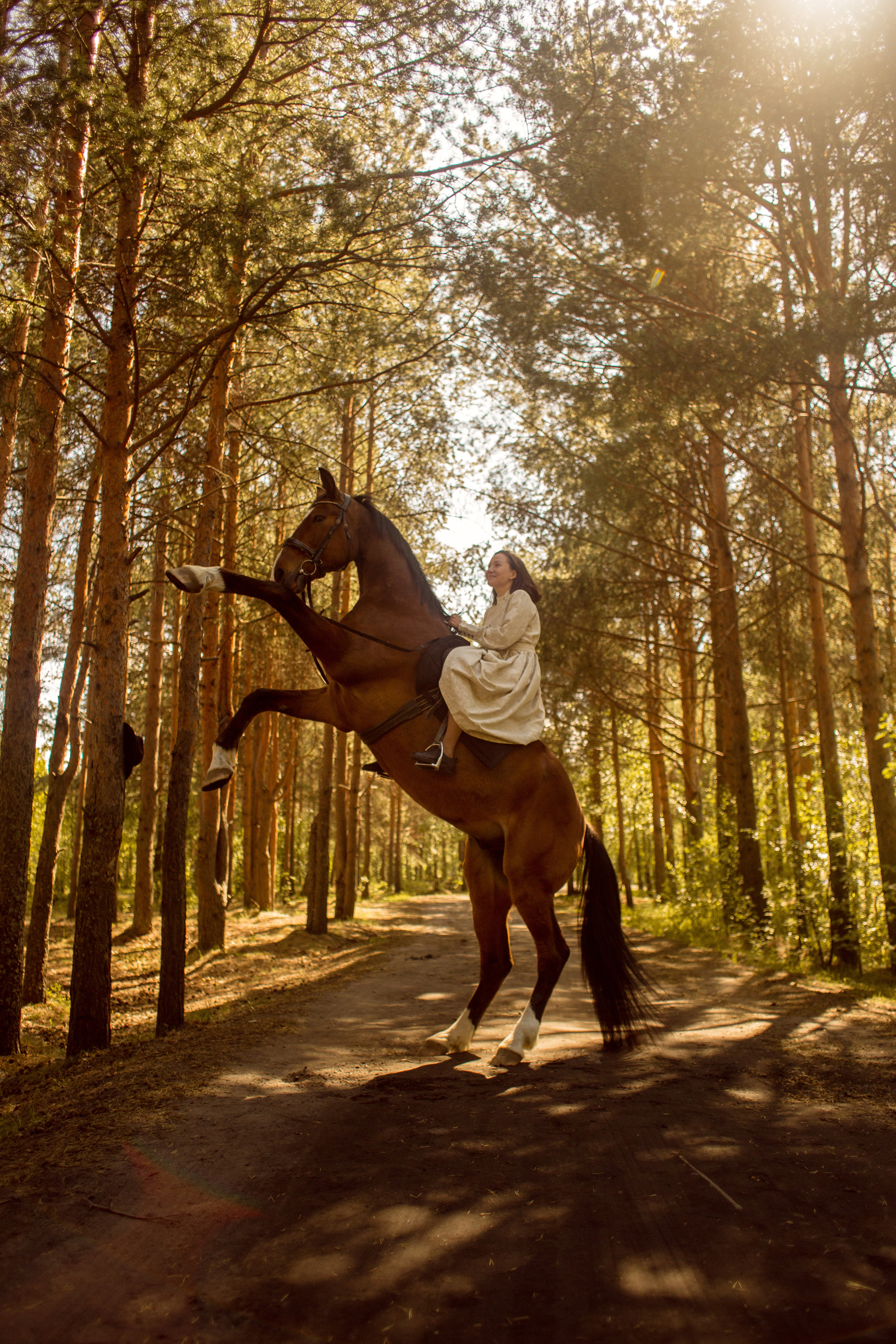 Фото девушки и лошади в платье
