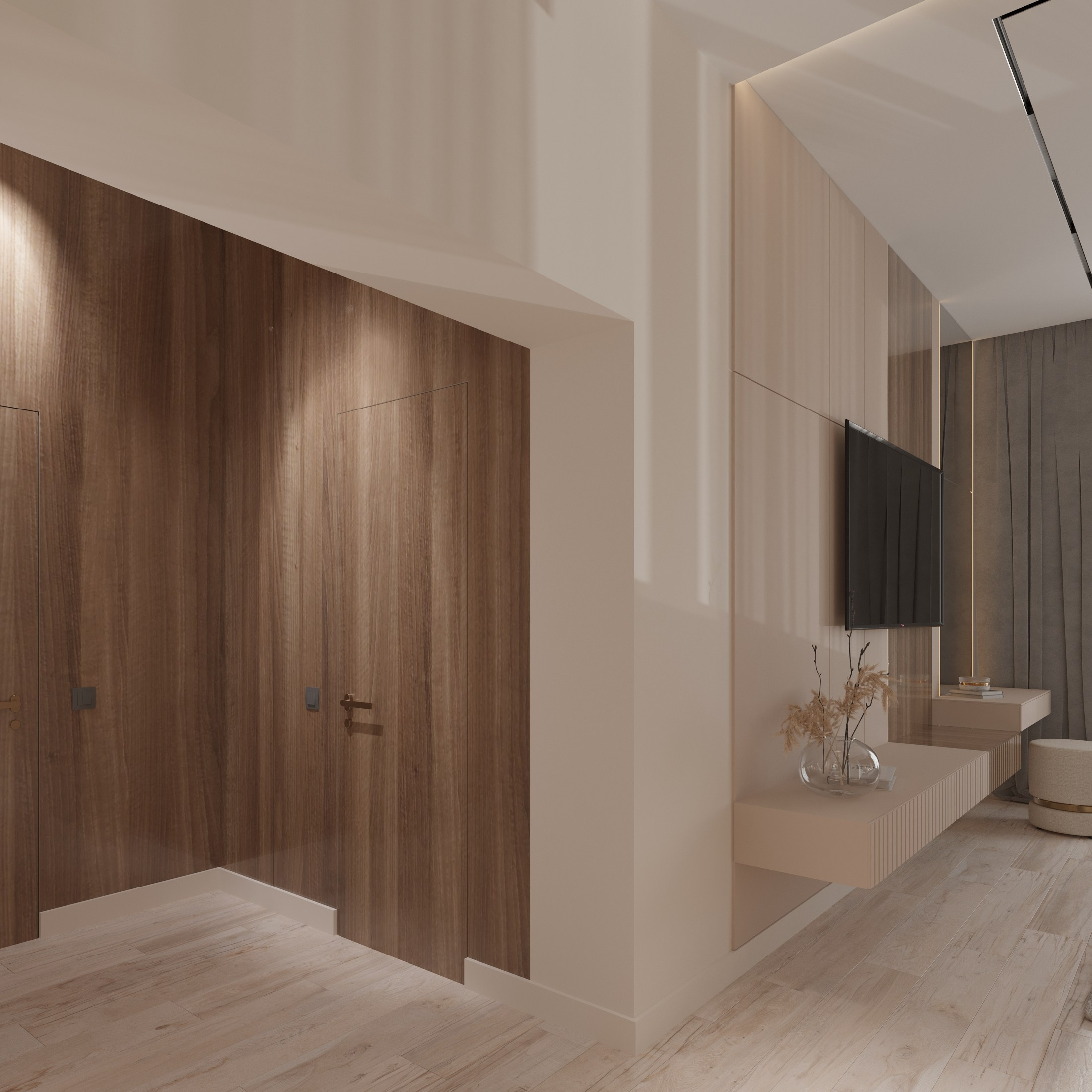 Мастер-спальня в частном доме — проект уютного интерьера. 3Д Визуализация Интерьера и Архитектуры