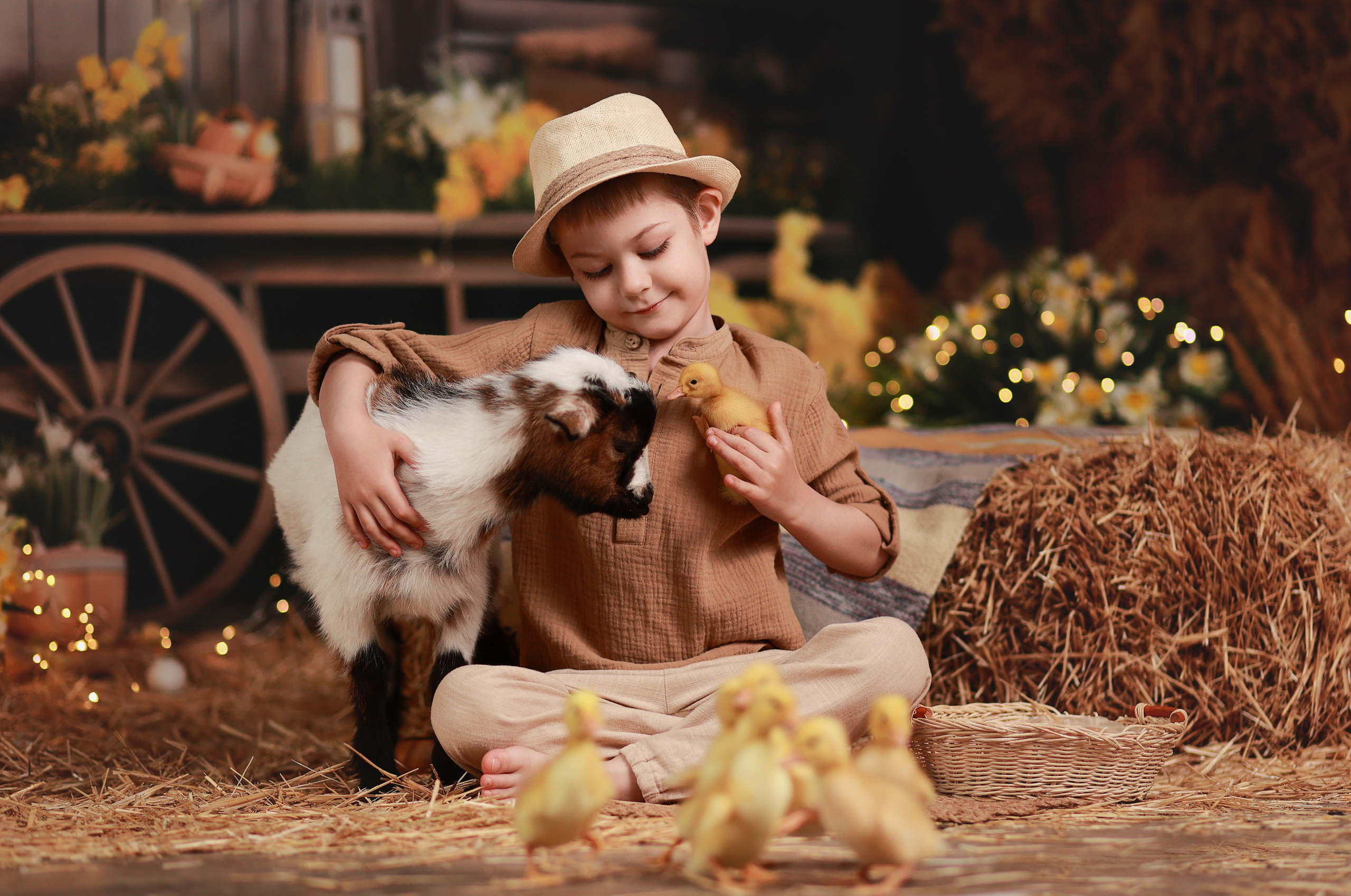 Фотопроект с козочкой и кроликами. Детский семейный фотограф Краснодар