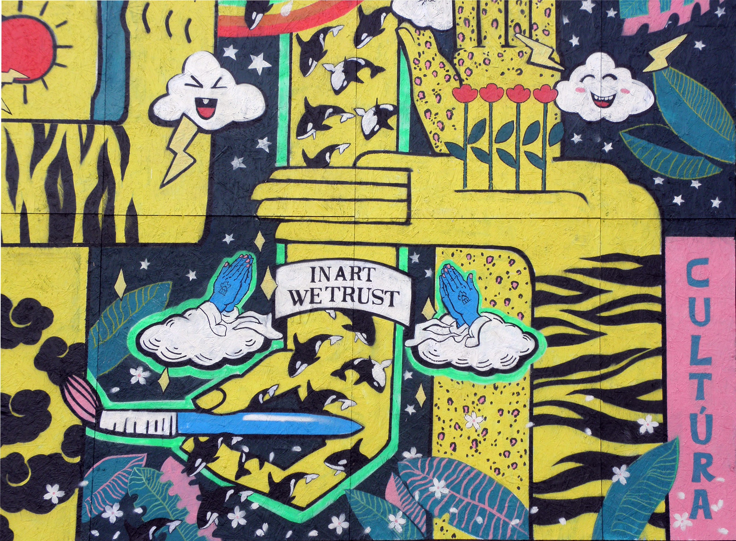 яркое жизнерадостное изображение жёлтых рук.